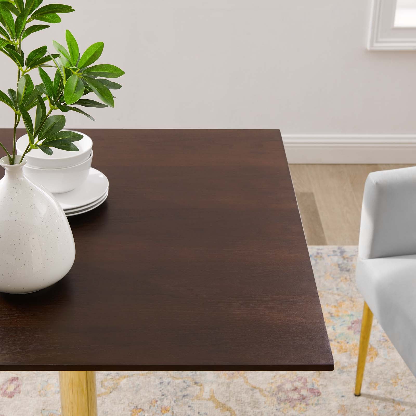 Modway Dining Tables - Verne-35"-Square-Dining-Table-Gold-Cherry-Walnut