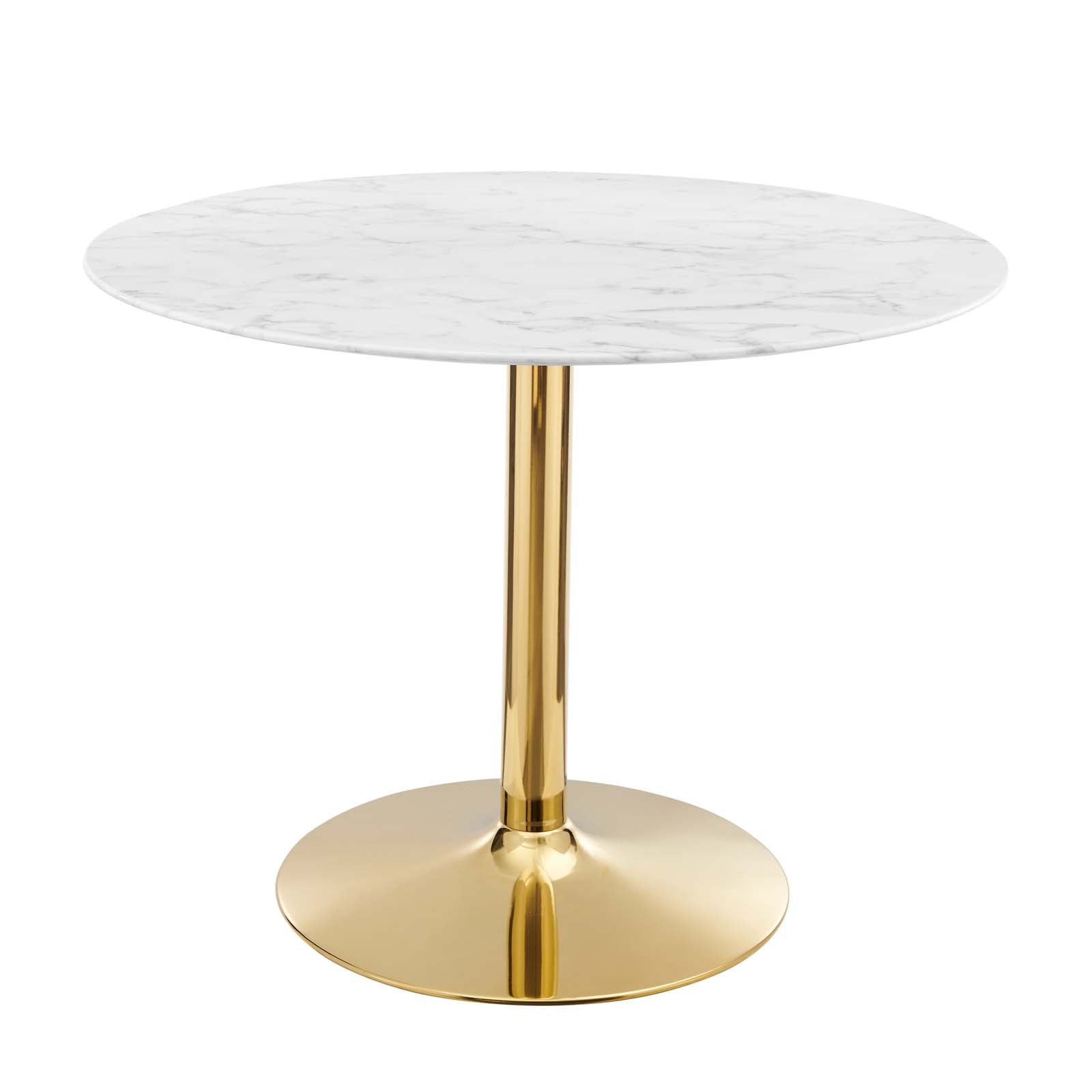 Modway Dining Tables - Verne 40" Artificial Marble Dining Table Gold White