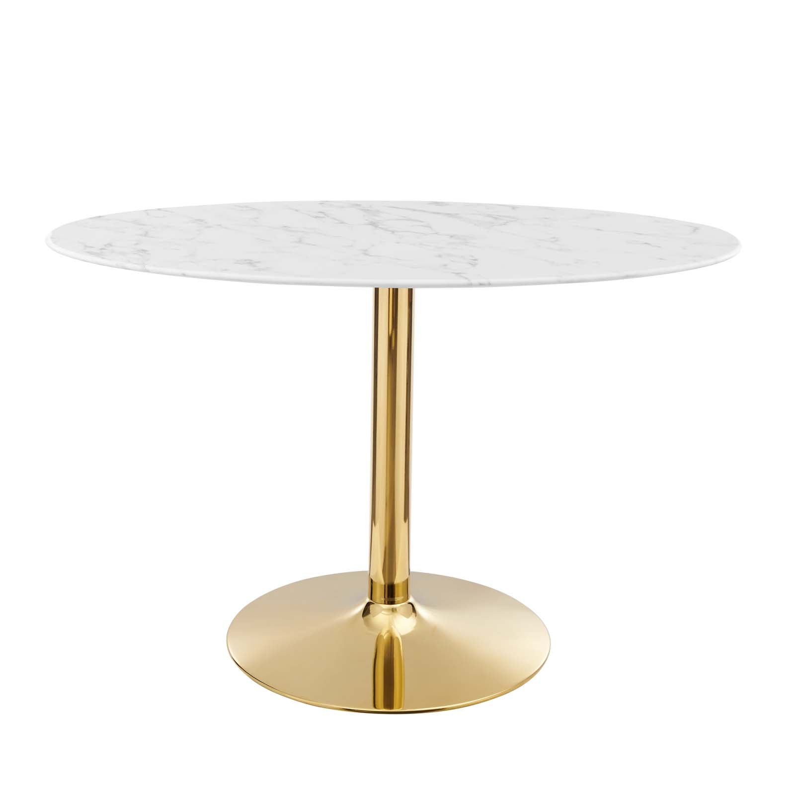 Modway Dining Tables - Verne 48" Oval Artificial Marble Dining Table Gold White