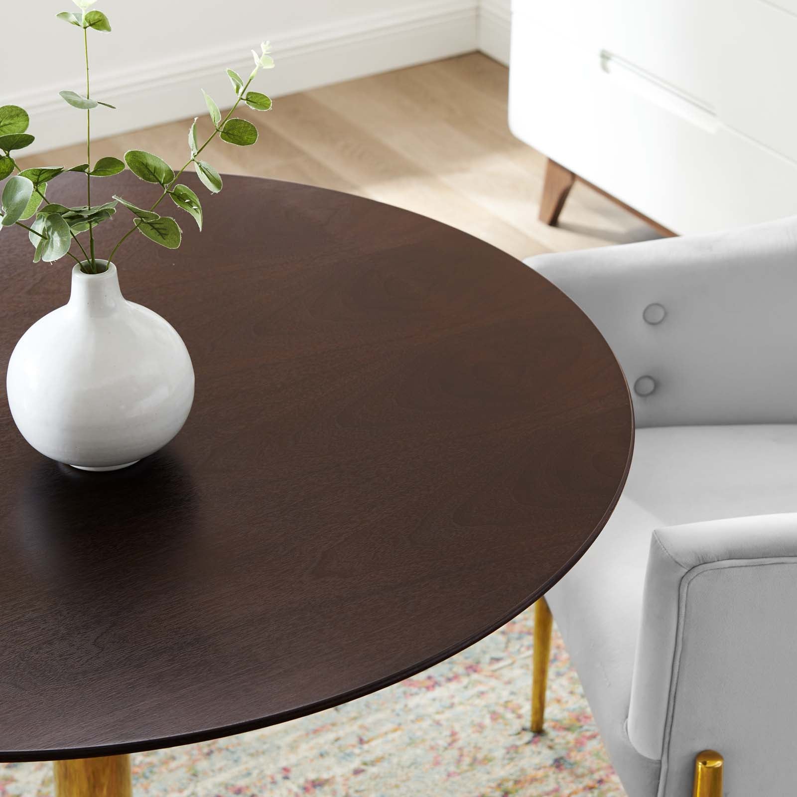 Modway Dining Tables - Verne 40" Dining Table Gold Cherry Walnut