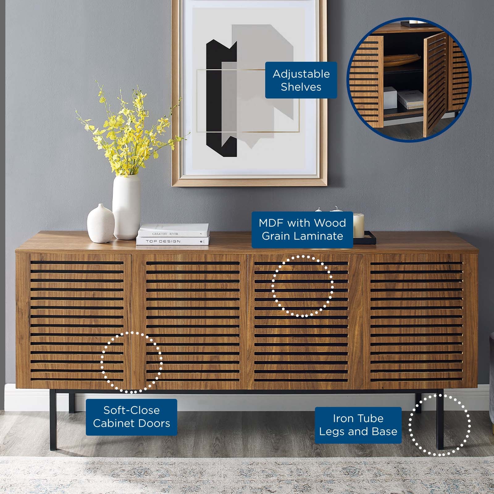 Modway TV & Media Units - Parker-73"-Tall-TV-Stand-Walnut