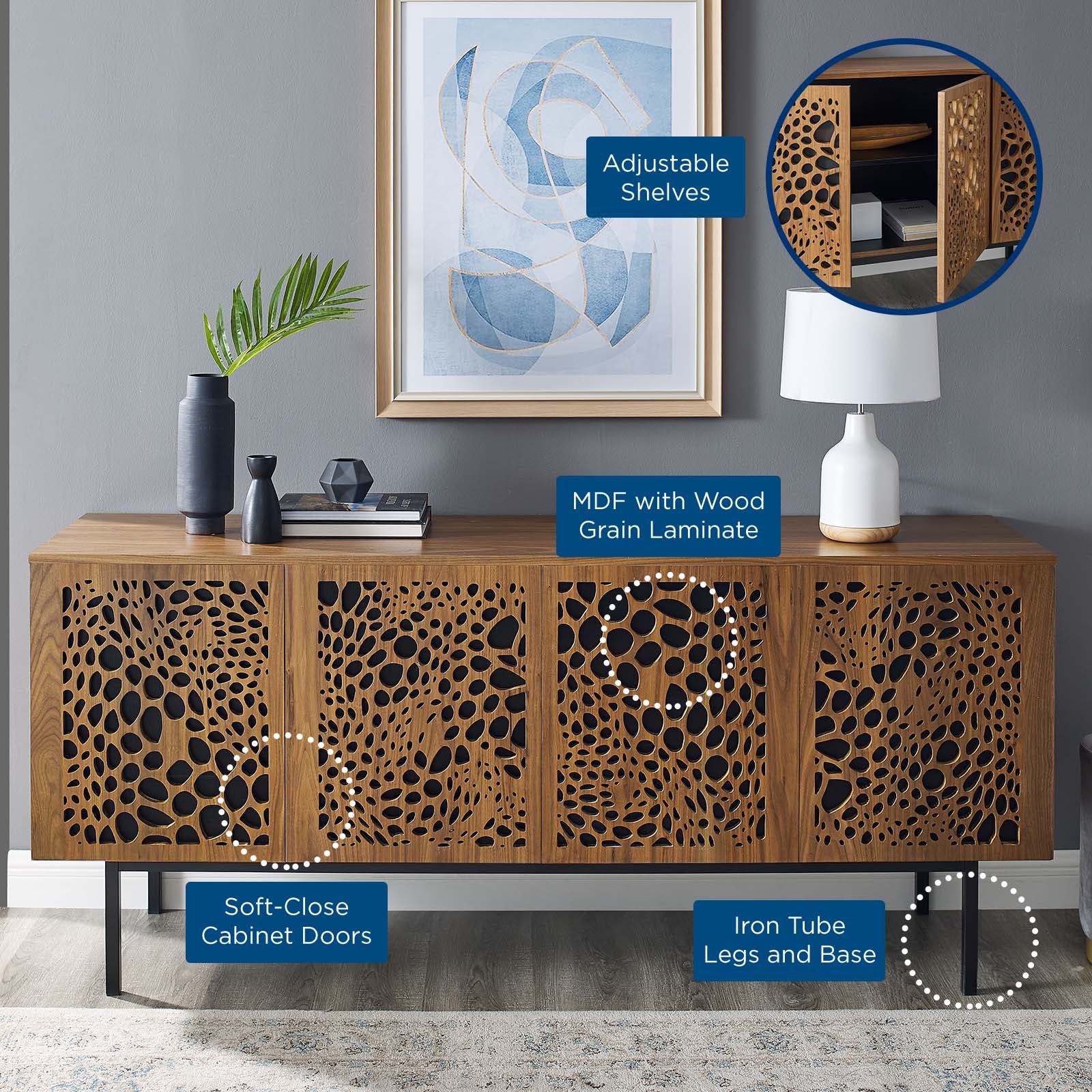Modway TV & Media Units - Yosemite 73" TV Stand Walnut