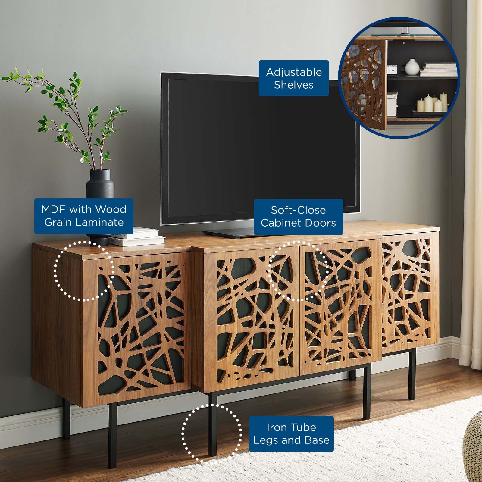 Modway Buffets & Cabinets - Telluride Sideboard Walnut
