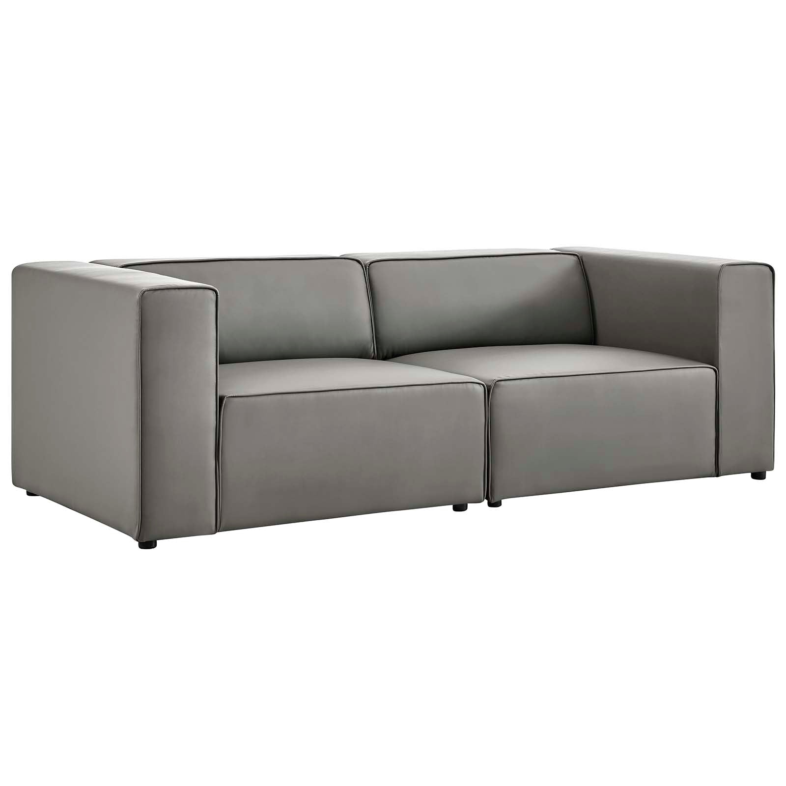 Modway Sectional Sofas - Mingle Vegan Leather 2-Piece Sectional Sofa Loveseat Gray
