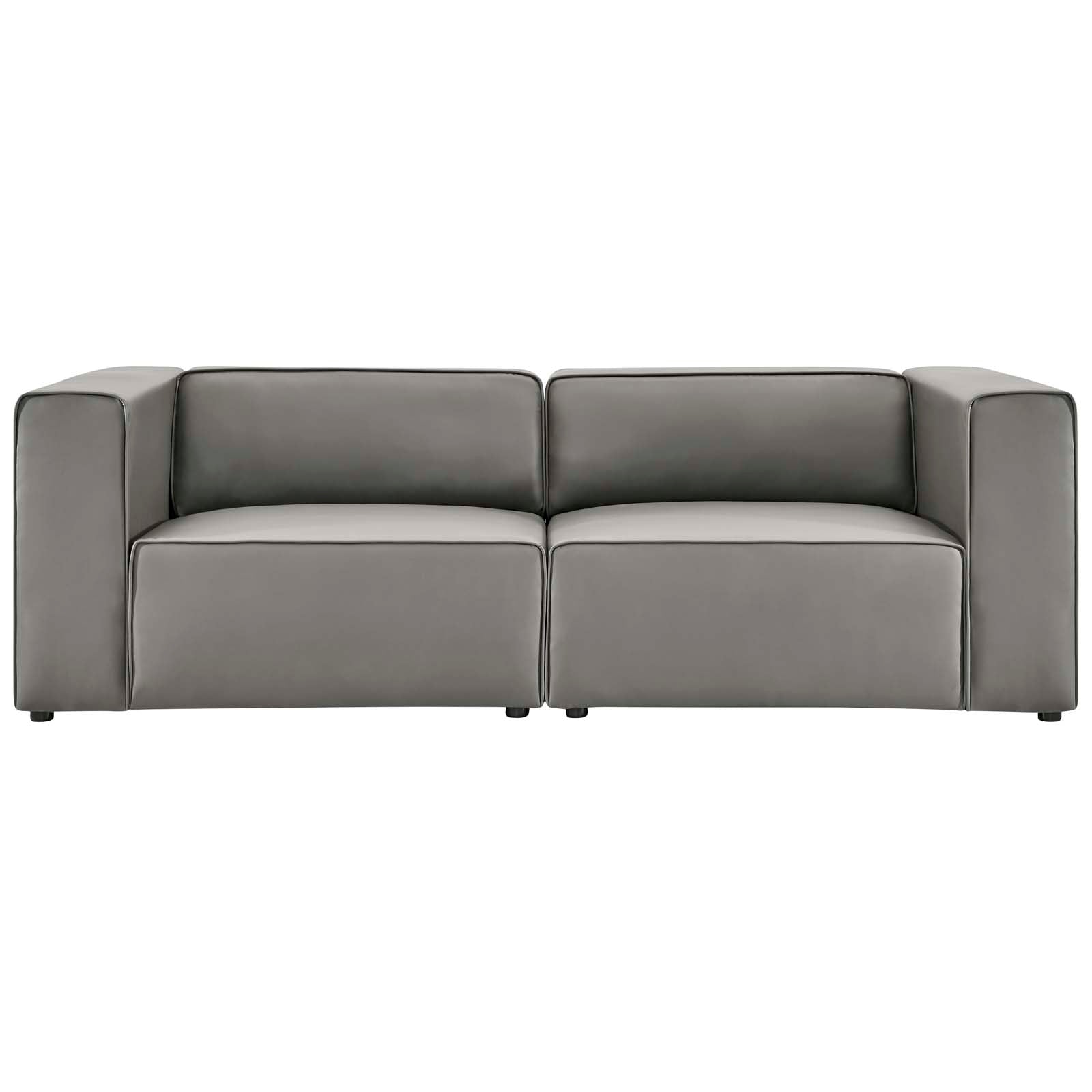 Modway Sectional Sofas - Mingle Vegan Leather 2-Piece Sectional Sofa Loveseat Gray