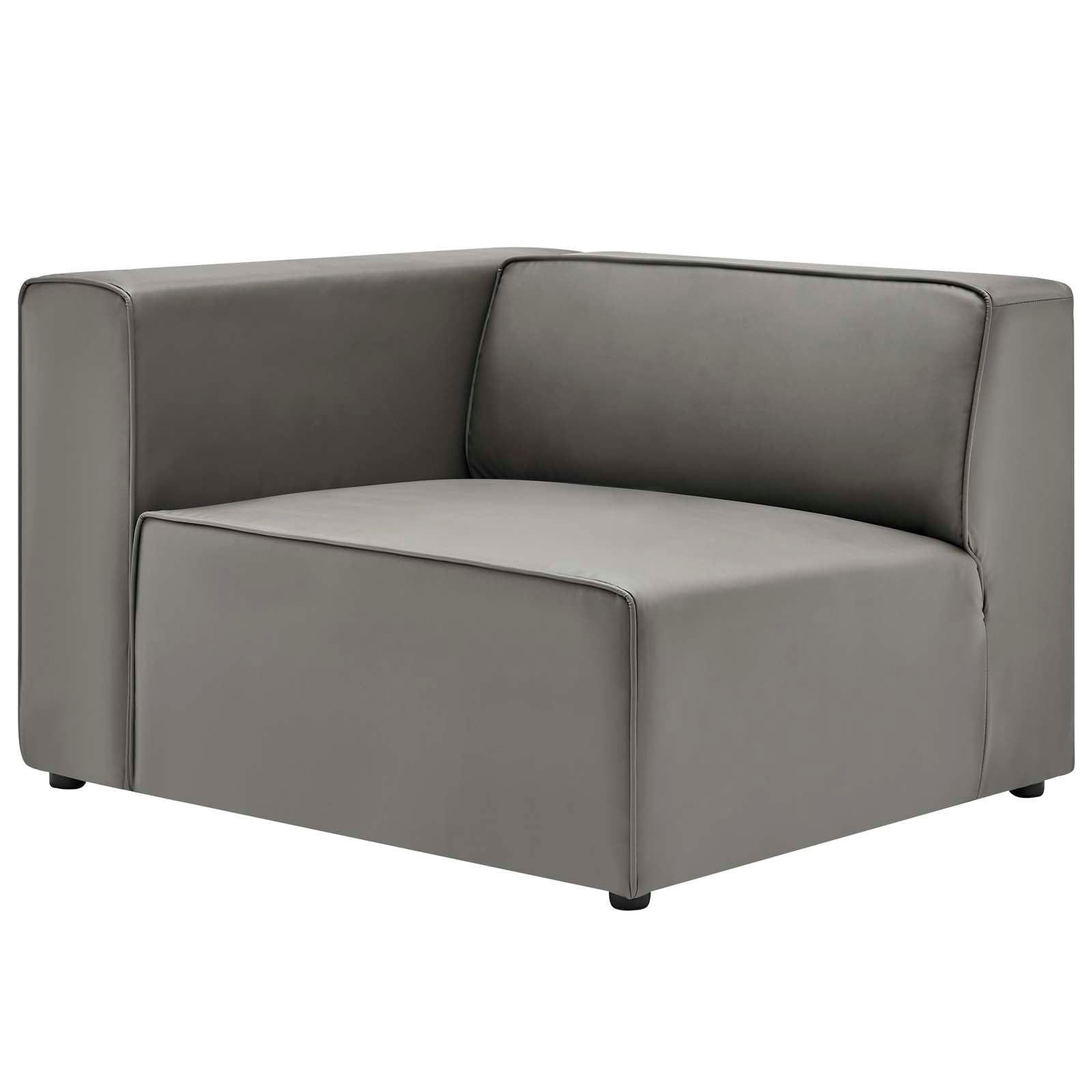 Modway Sectional Sofas - Mingle Vegan Leather 2-Piece Sectional Sofa Loveseat Gray