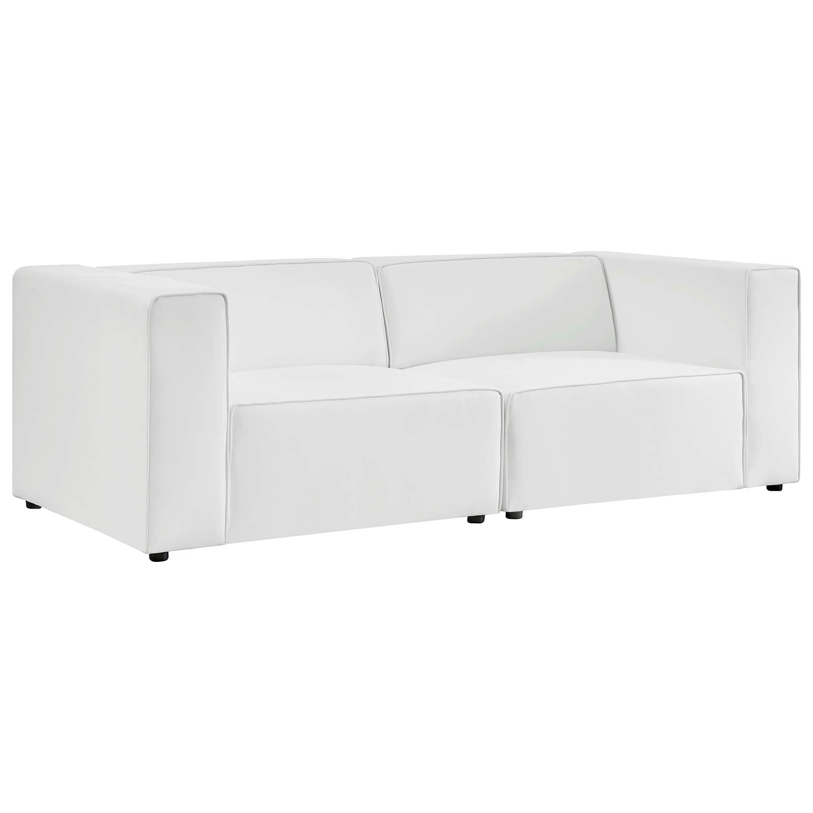Modway Sectional Sofas - Mingle Vegan Leather 2-Piece Sectional Sofa Loveseat White