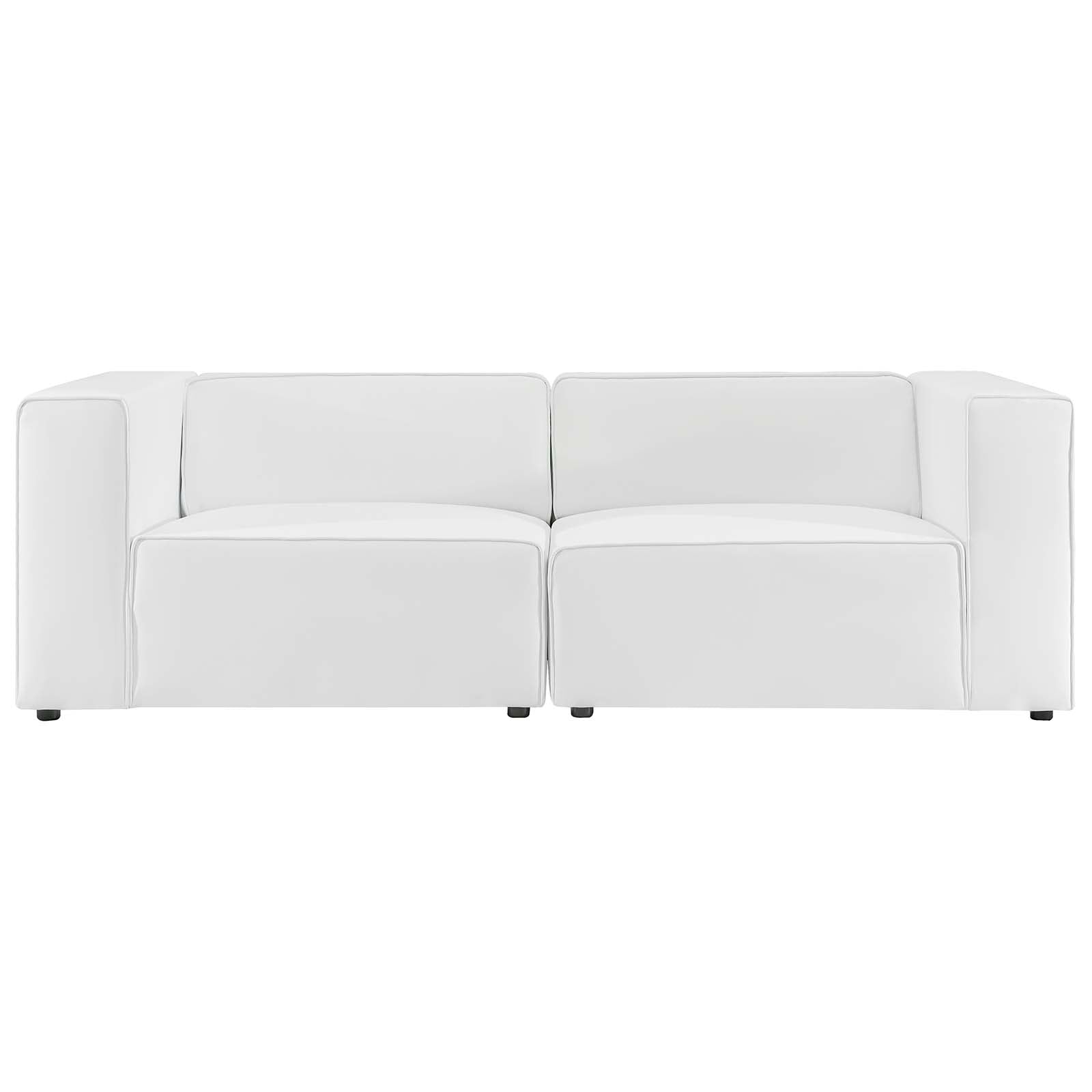 Modway Sectional Sofas - Mingle Vegan Leather 2-Piece Sectional Sofa Loveseat White