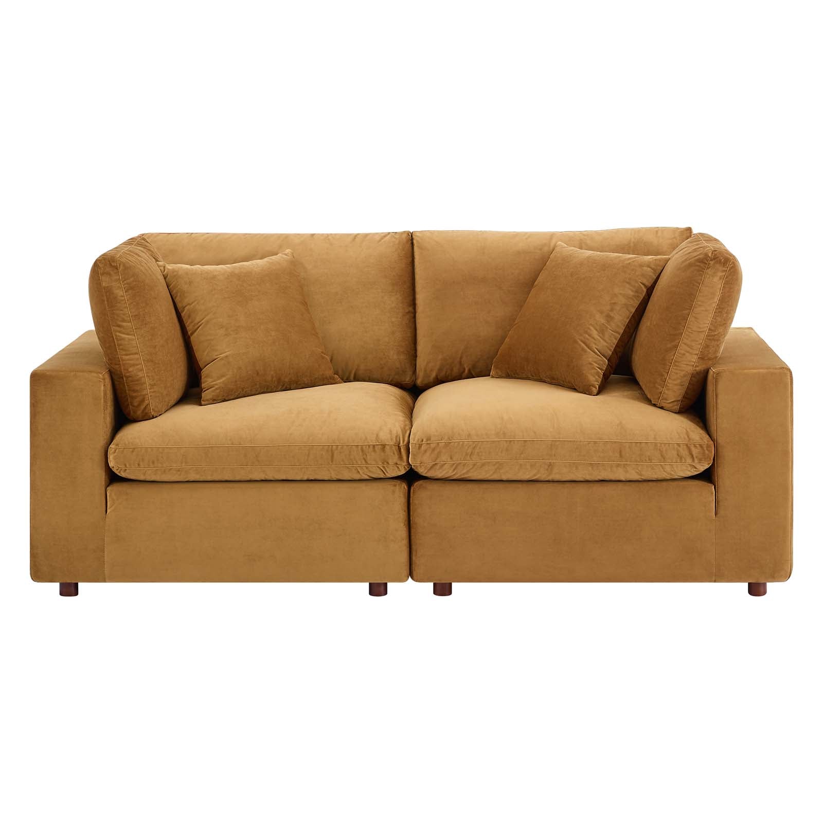 Modway Loveseats - Commix Down Filled Overstuffed Performance Velvet Loveseat Cognac
