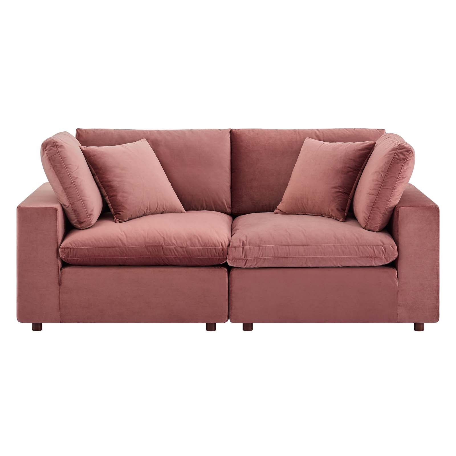 Modway Loveseats - Commix Down Filled Overstuffed Performance Velvet Loveseat Dusty Rose