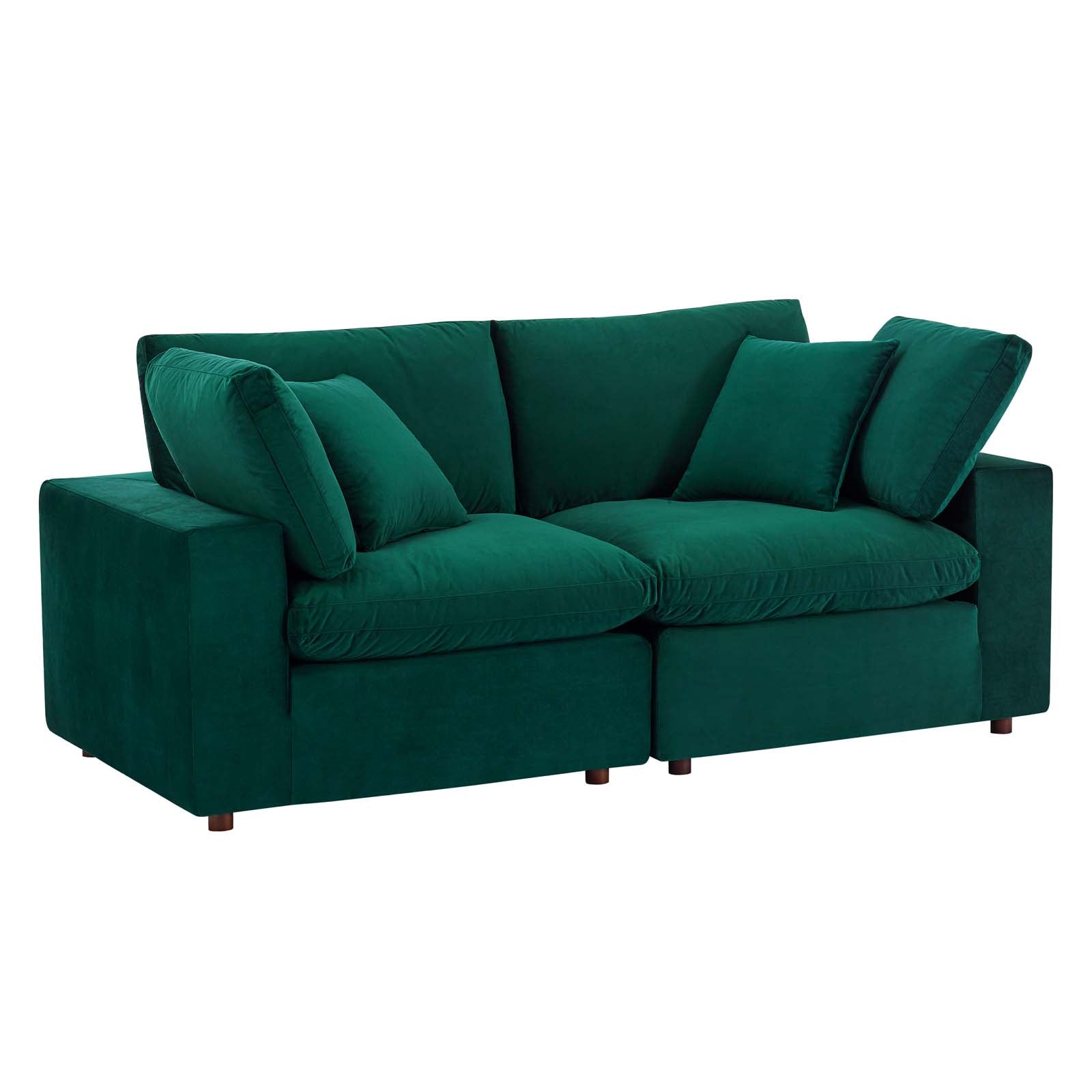 Modway Loveseats - Commix Down Filled Overstuffed Performance Velvet Loveseat Green