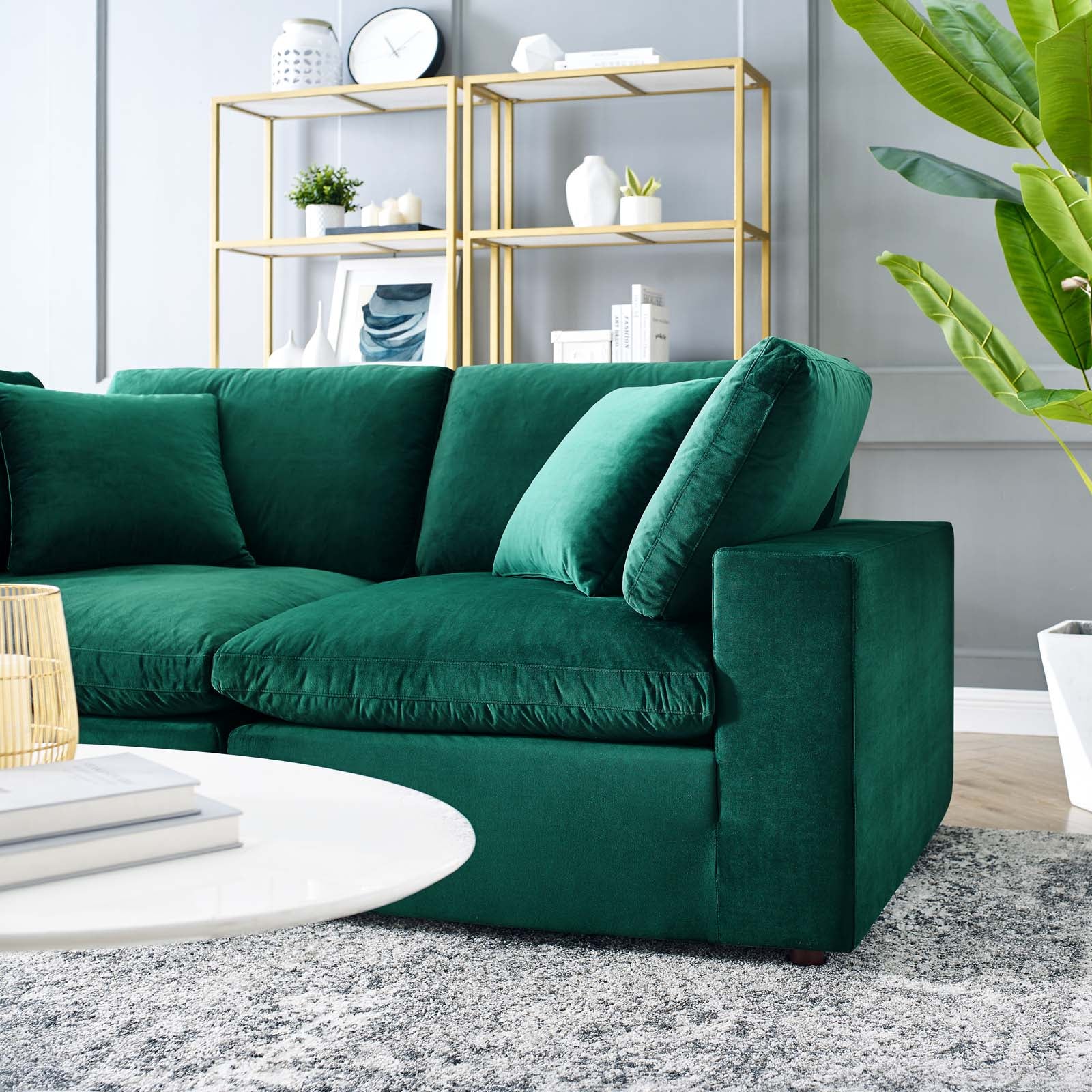 Modway Loveseats - Commix Down Filled Overstuffed Performance Velvet Loveseat Green