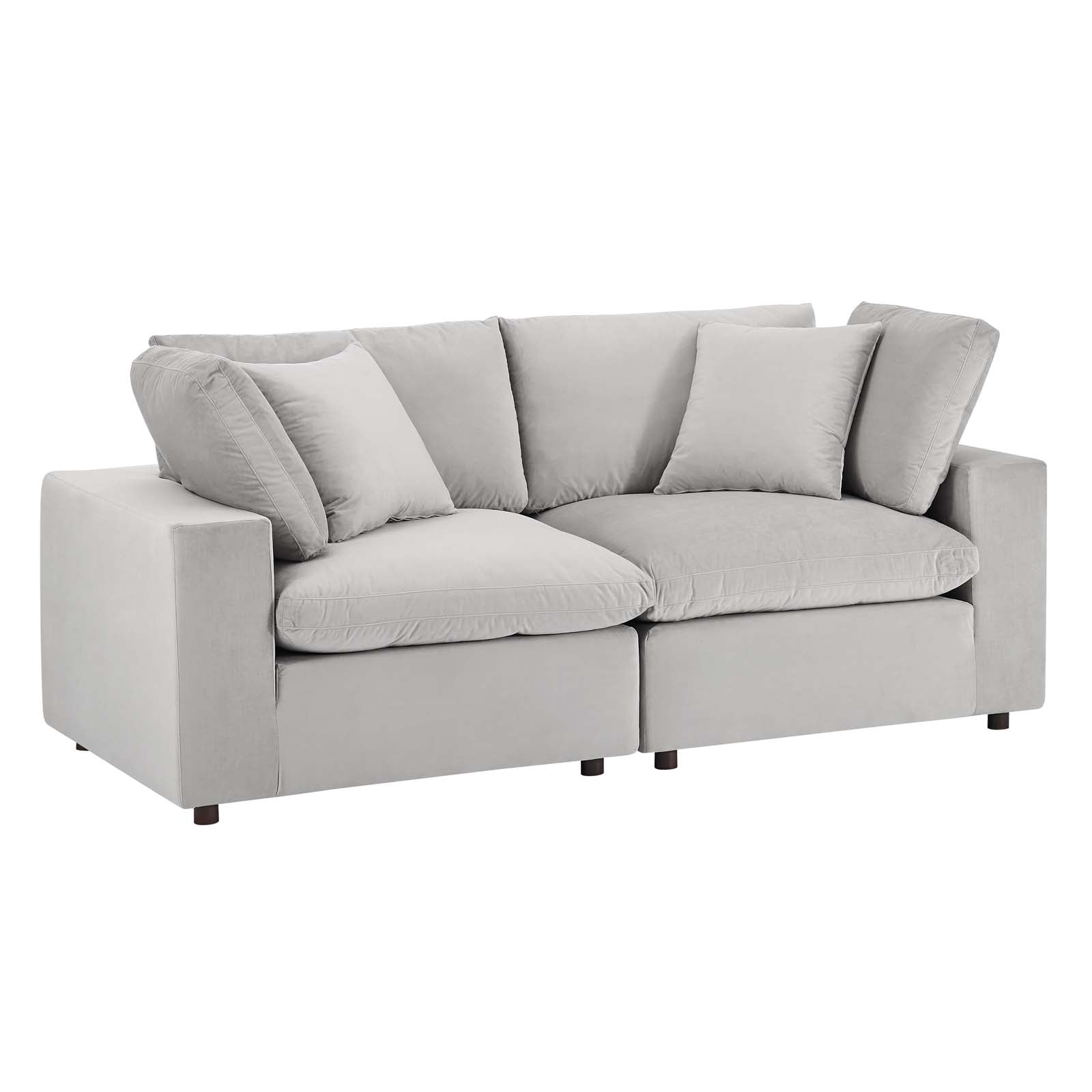 Modway Loveseats - Commix Down Filled Overstuffed Performance Velvet Loveseat Light Gray