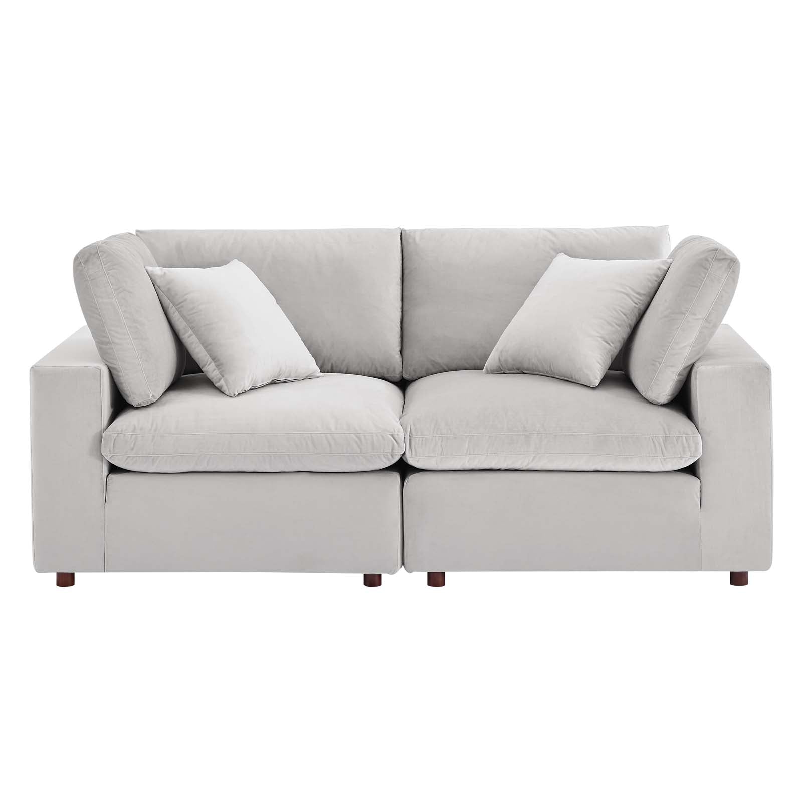 Modway Loveseats - Commix Down Filled Overstuffed Performance Velvet Loveseat Light Gray