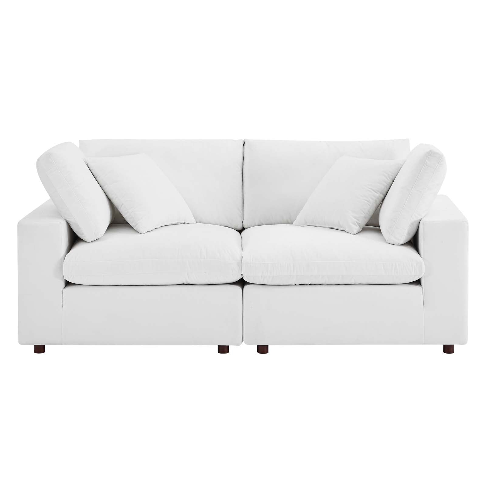 Modway Loveseats - Commix Down Filled Overstuffed Performance Velvet Loveseat White