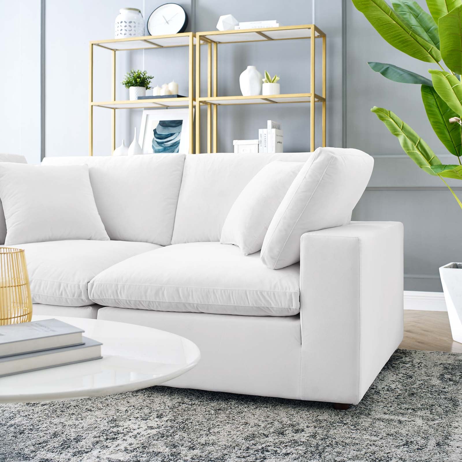 Modway Loveseats - Commix Down Filled Overstuffed Performance Velvet Loveseat White