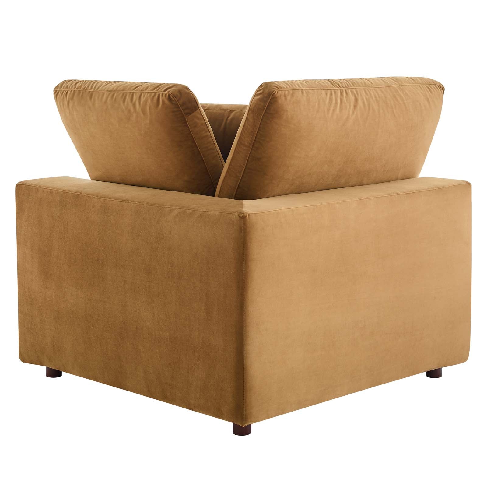 Modway Sofas & Couches - Commix Down Filled Overstuffed Performance Velvet 3-Seater Sofa Cognac