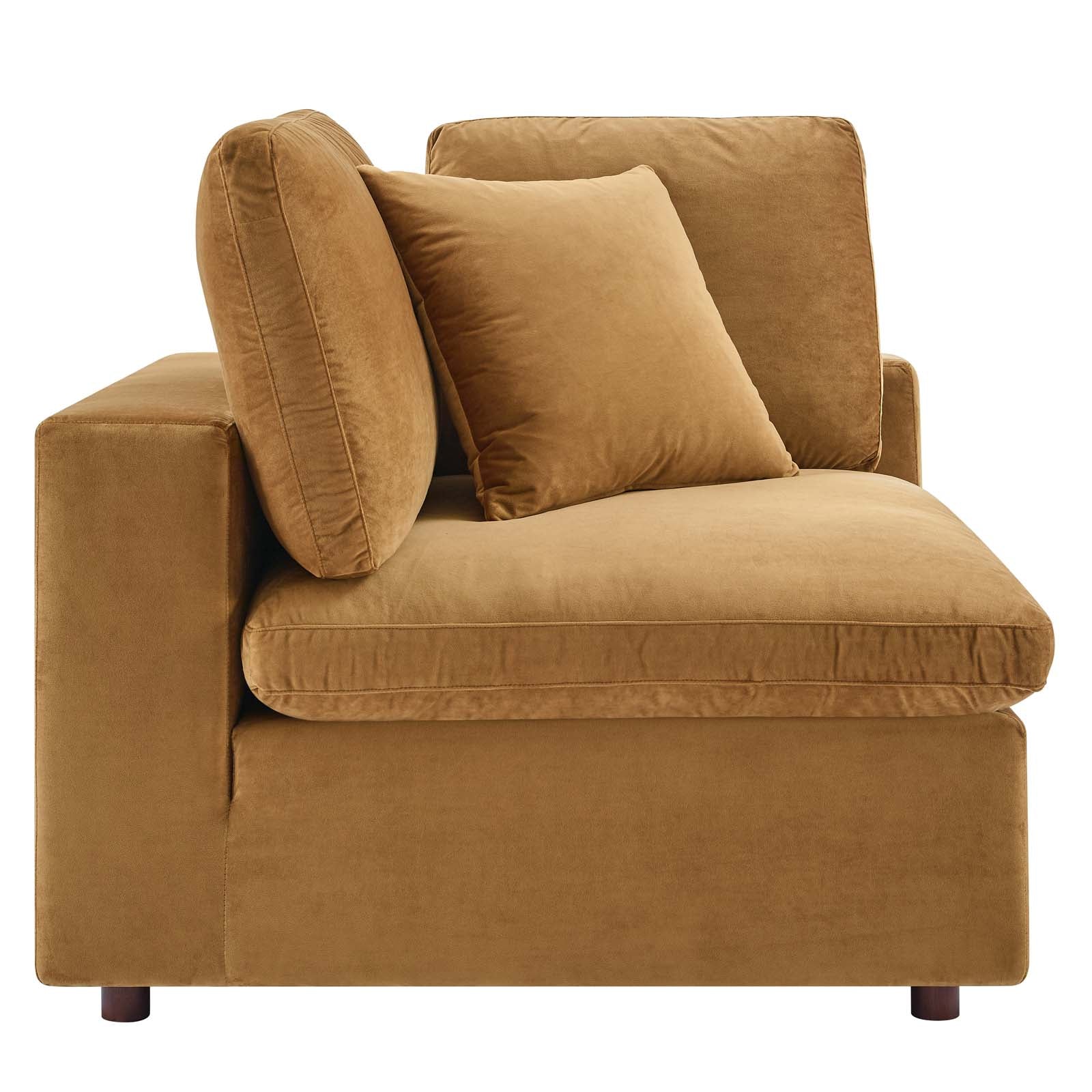 Modway Sofas & Couches - Commix Down Filled Overstuffed Performance Velvet 3-Seater Sofa Cognac