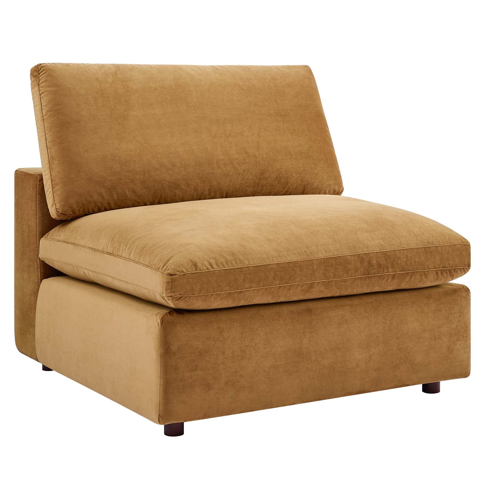 Modway Sofas & Couches - Commix Down Filled Overstuffed Performance Velvet 3-Seater Sofa Cognac