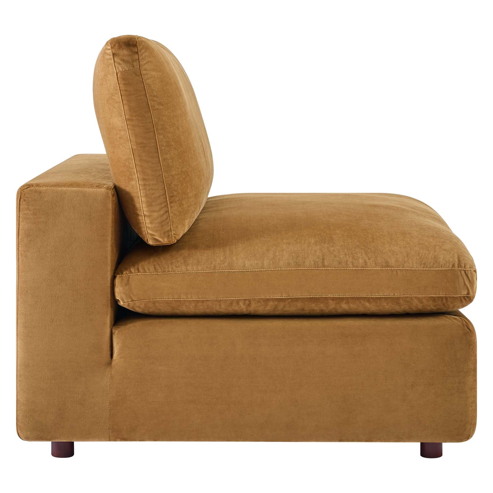 Modway Sofas & Couches - Commix Down Filled Overstuffed Performance Velvet 3-Seater Sofa Cognac