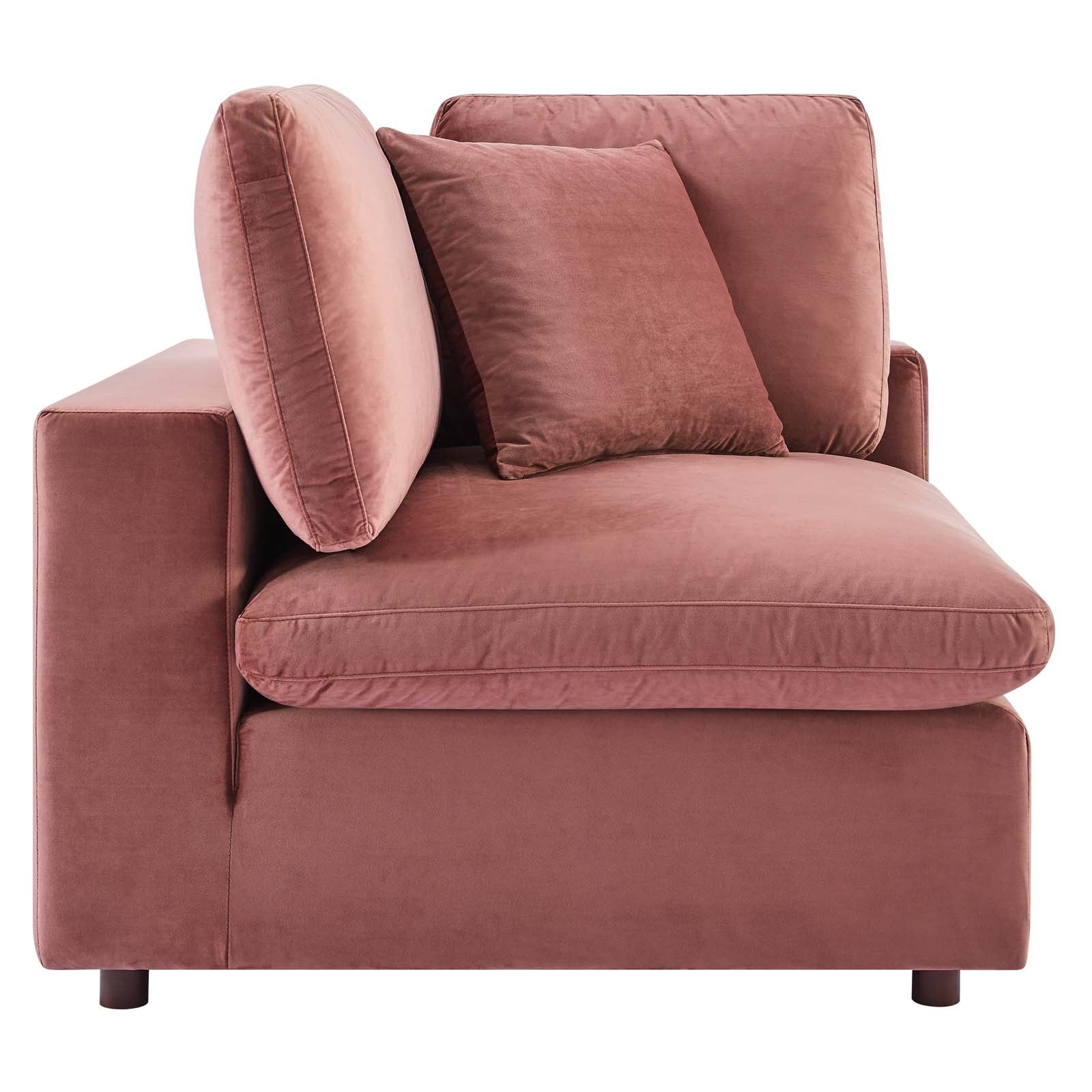 Modway Sectional Sofas - Commix Down Filled Overstuffed Performance Velvet 3-Seater Sofa Dusty Rose