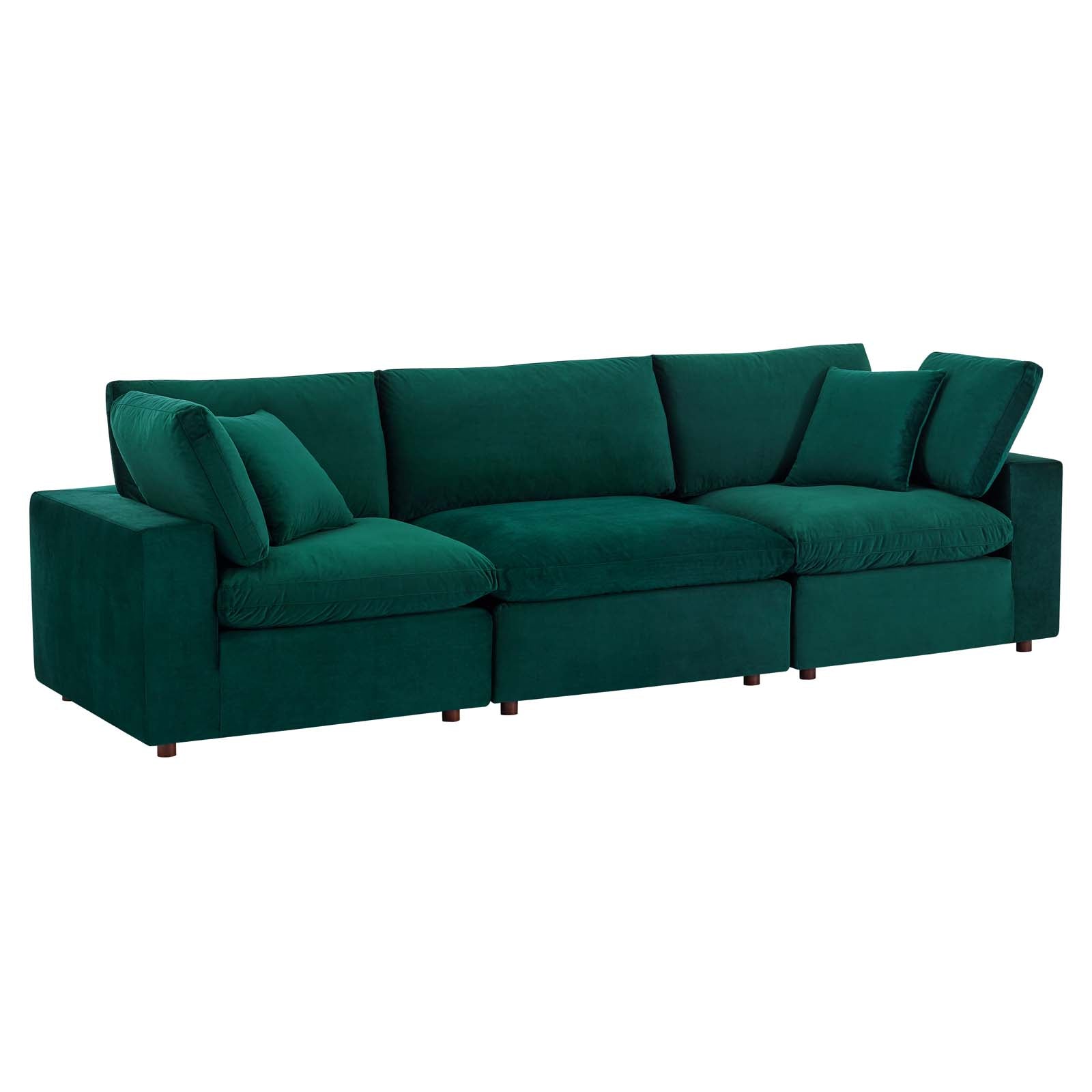 Modway Sofas & Couches - Commix Down Filled Overstuffed Performance Velvet 3-Seater Sofa Green