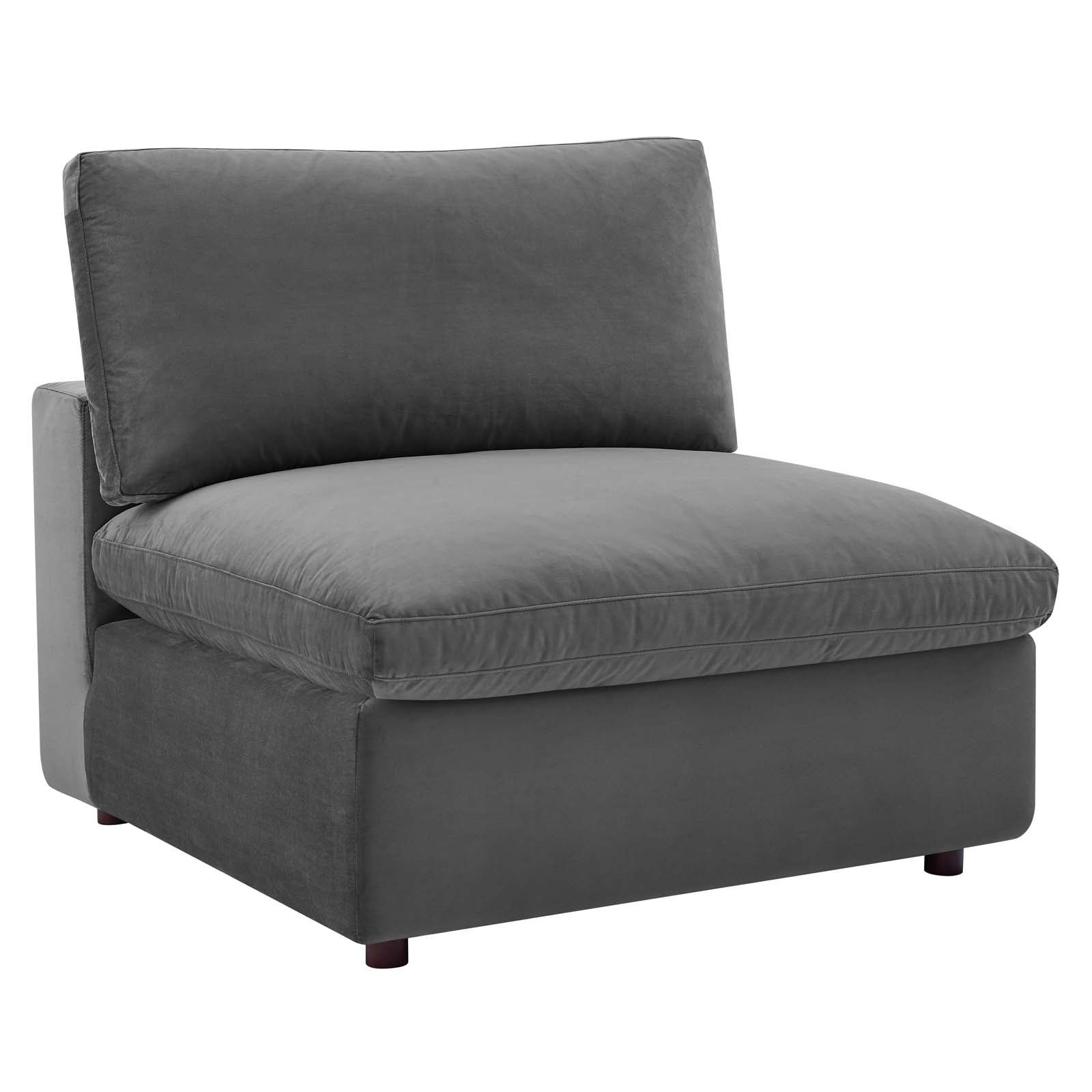 Modway Sectional Sofas - Commix Down Filled Overstuffed Performance Velvet 3-Seater Sofa Gray