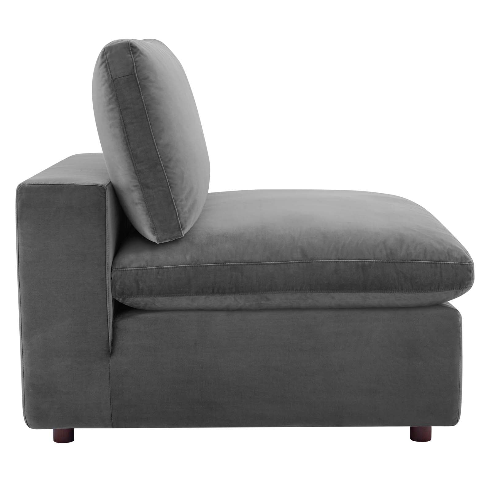 Modway Sectional Sofas - Commix Down Filled Overstuffed Performance Velvet 3-Seater Sofa Gray
