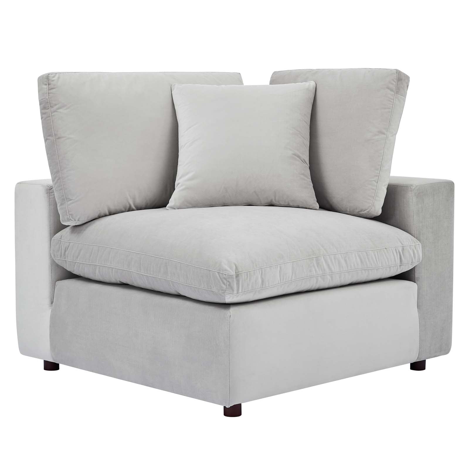 Modway Sofas & Couches - Commix Down Filled Overstuffed Performance Velvet 3-Seater Sofa Light Gray
