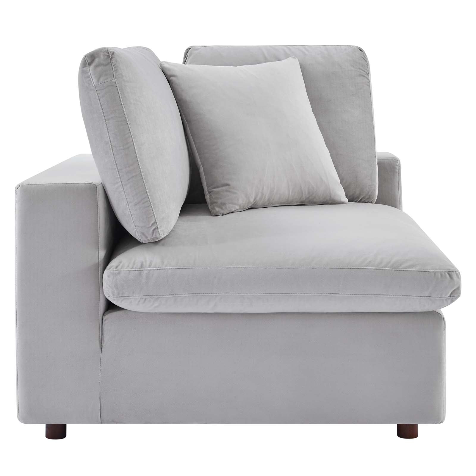 Modway Sofas & Couches - Commix Down Filled Overstuffed Performance Velvet 3-Seater Sofa Light Gray