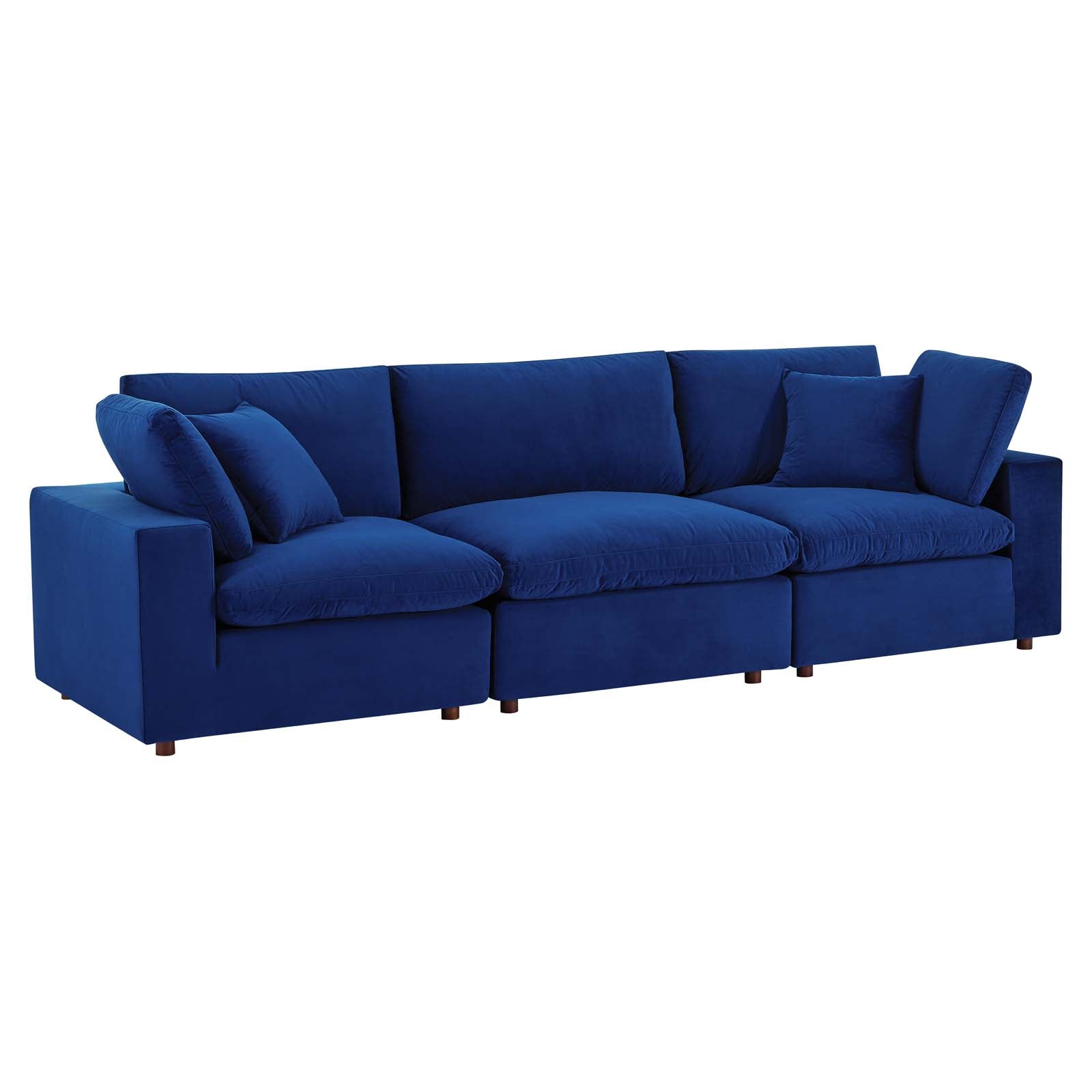 Modway Sofas & Couches - Commix Down Filled Overstuffed Performance Velvet 3-Seater Sofa Navy