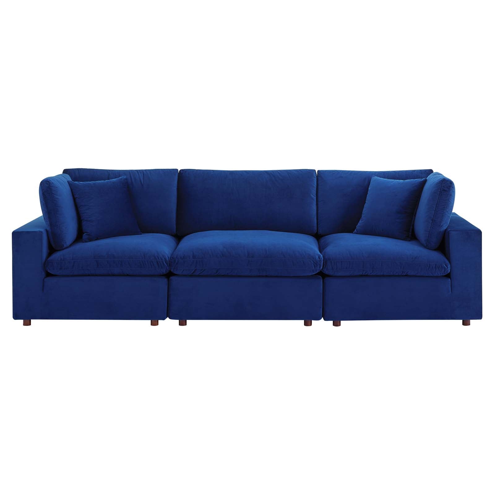 Modway Sofas & Couches - Commix Down Filled Overstuffed Performance Velvet 3-Seater Sofa Navy