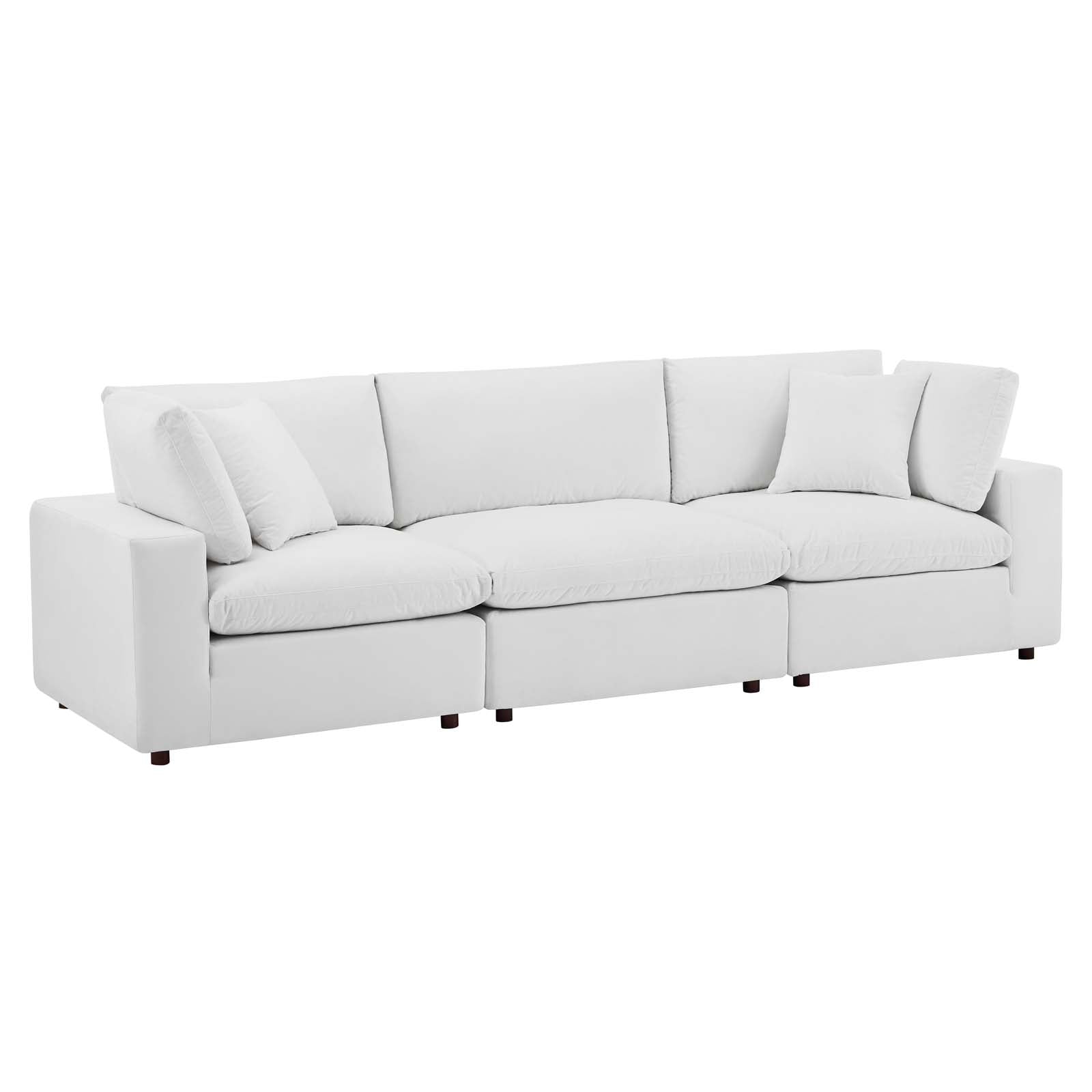 Modway Sectional Sofas - Commix Down Filled Overstuffed Performance Velvet 3-Seater Sofa White