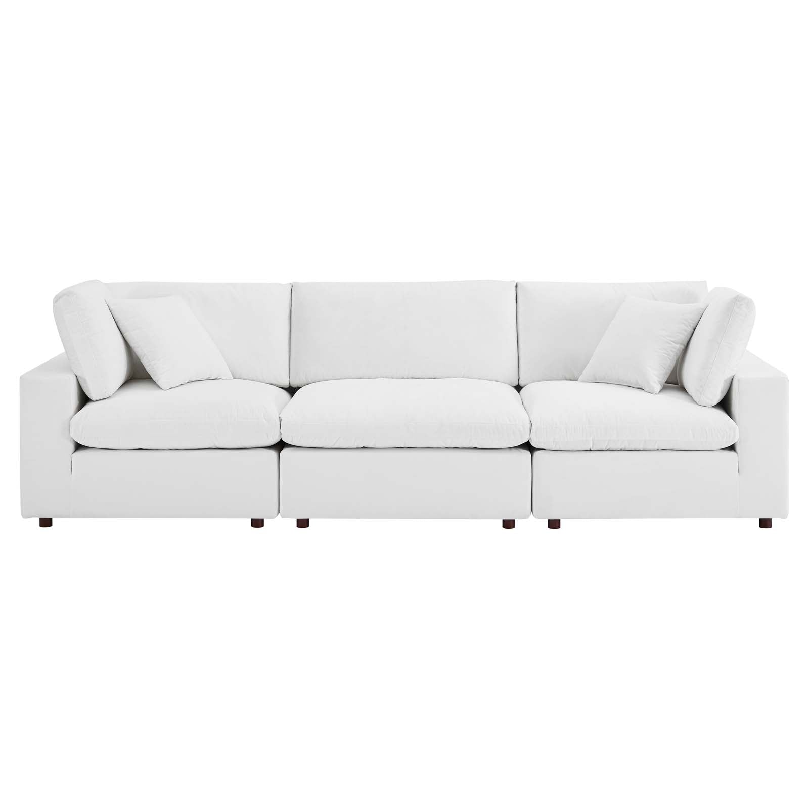Modway Sectional Sofas - Commix Down Filled Overstuffed Performance Velvet 3-Seater Sofa White