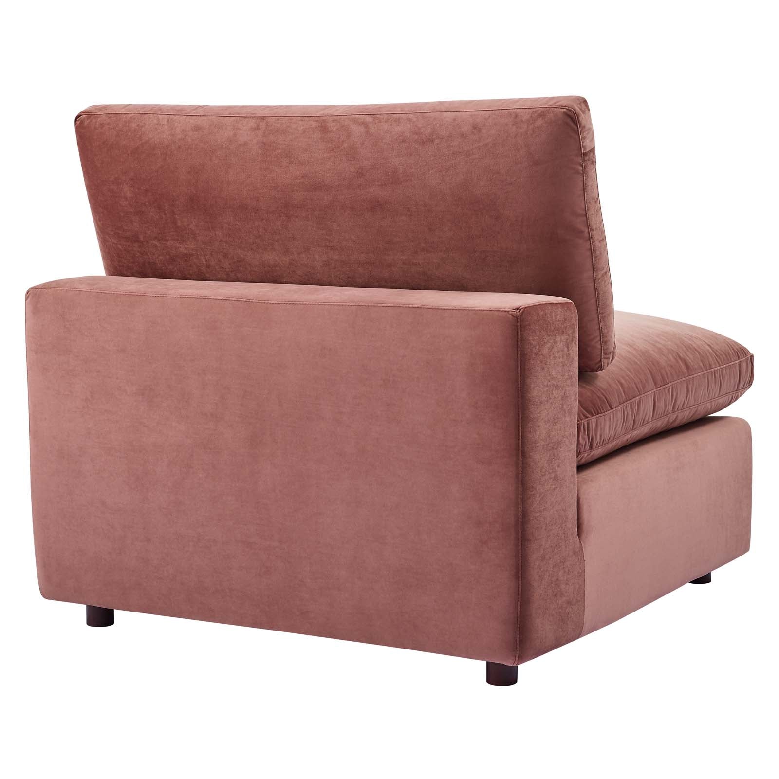 Modway Sectional Sofas - Commix Down Filled Overstuffed Performance Velvet 4-Piece Sectional Sofa Dusty Rose