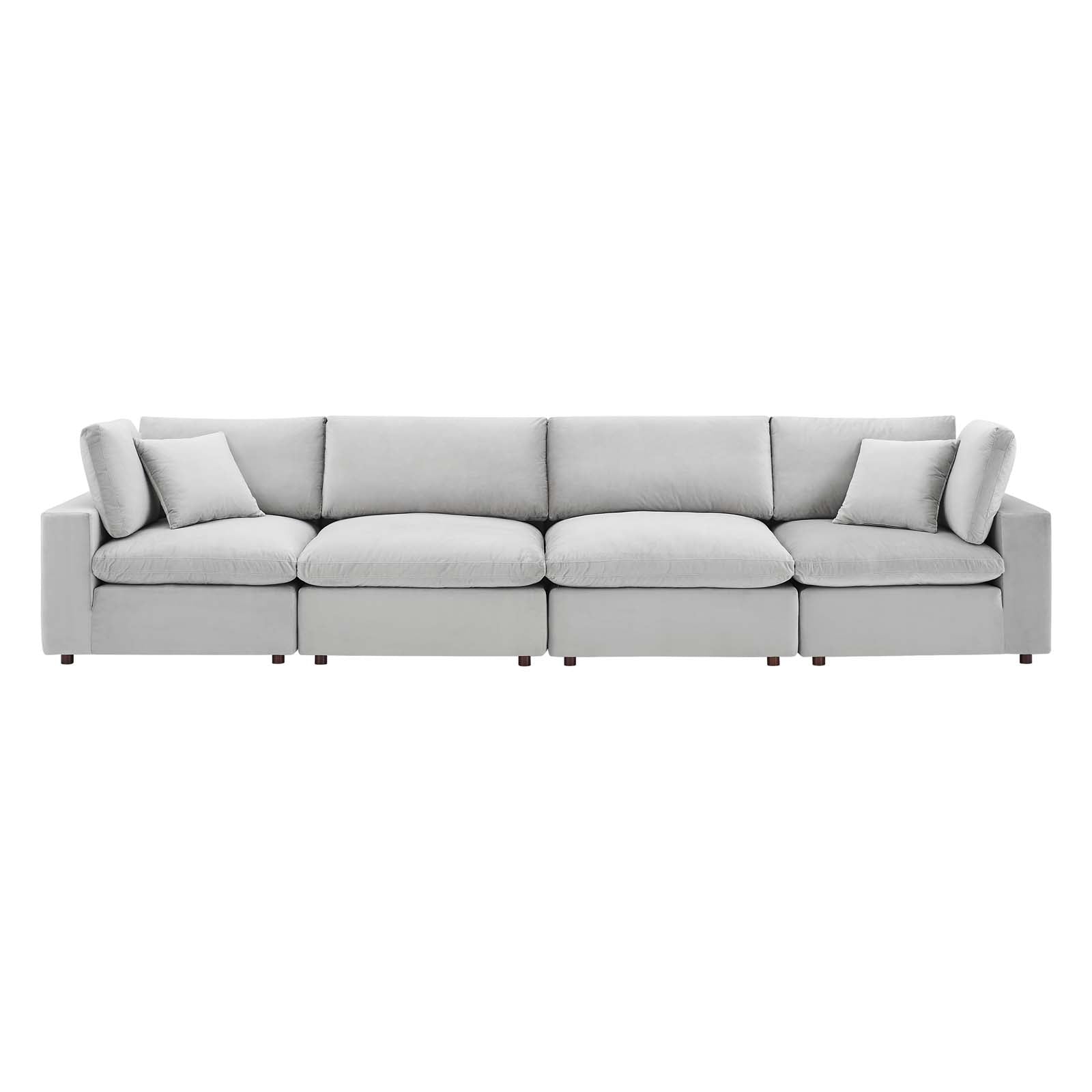 Modway Sofas & Couches - Commix Down Filled Overstuffed Performance Velvet 4-Seater Sofa Light Gray