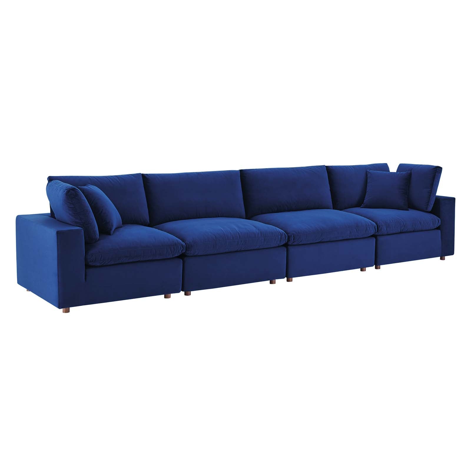Modway Sofas & Couches - Commix Down Filled Overstuffed Performance Velvet 4-Seater Sofa Navy
