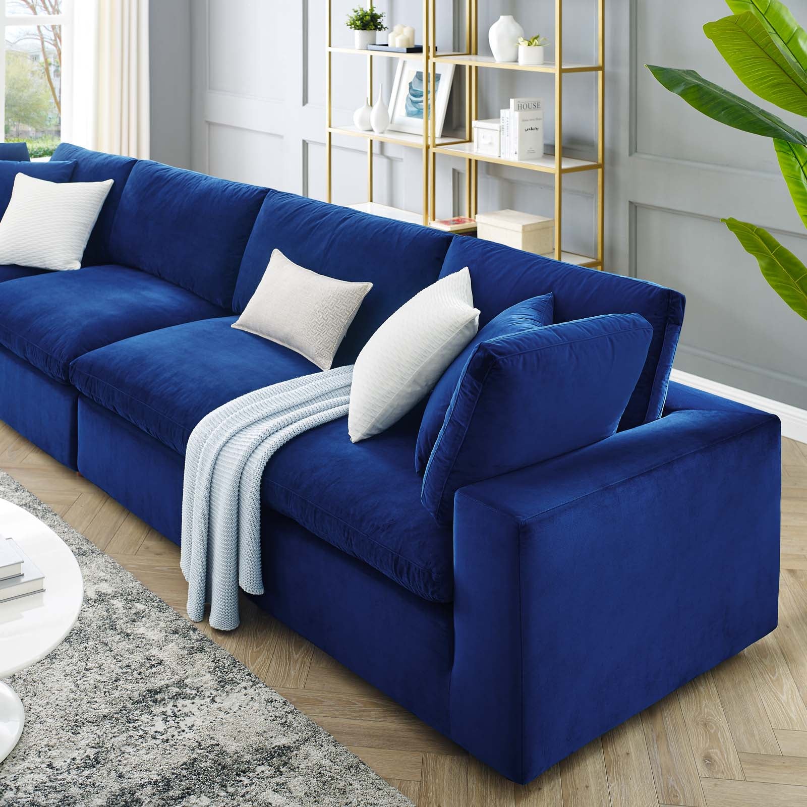 Modway Sofas & Couches - Commix Down Filled Overstuffed Performance Velvet 4-Seater Sofa Navy