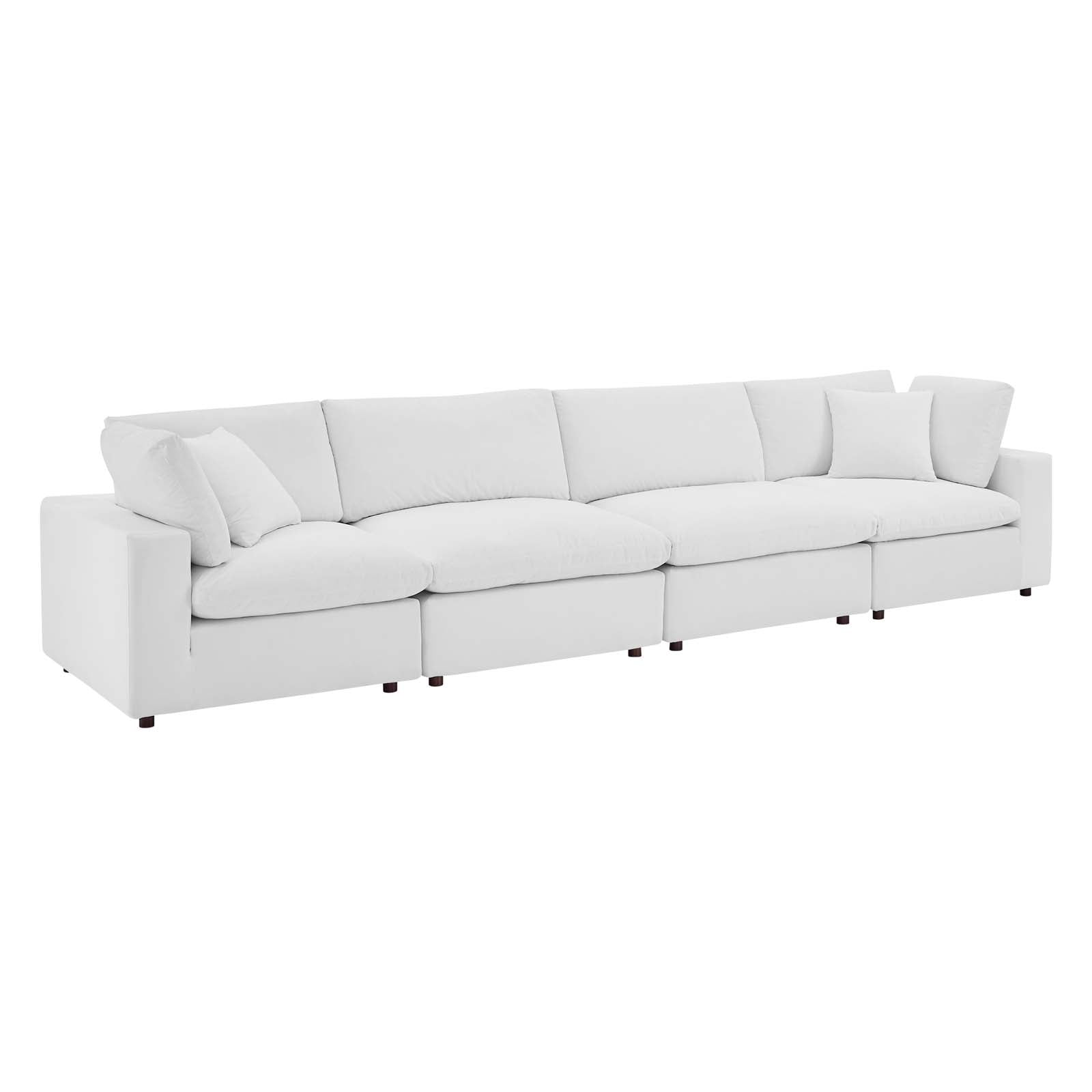 Modway Sectional Sofas - Commix Down Filled Overstuffed Performance Velvet 4-Seater Sofa White