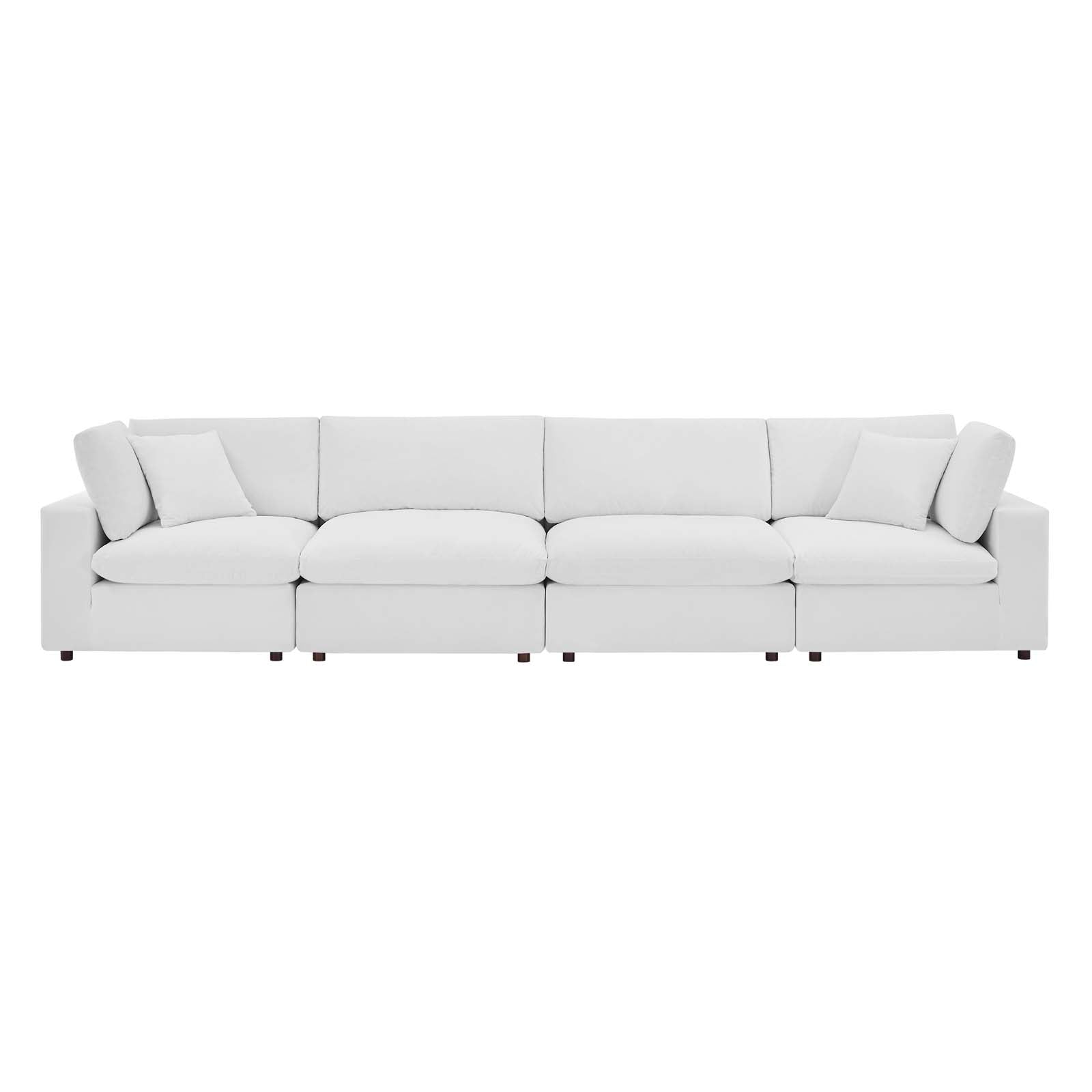 Modway Sectional Sofas - Commix Down Filled Overstuffed Performance Velvet 4-Seater Sofa White