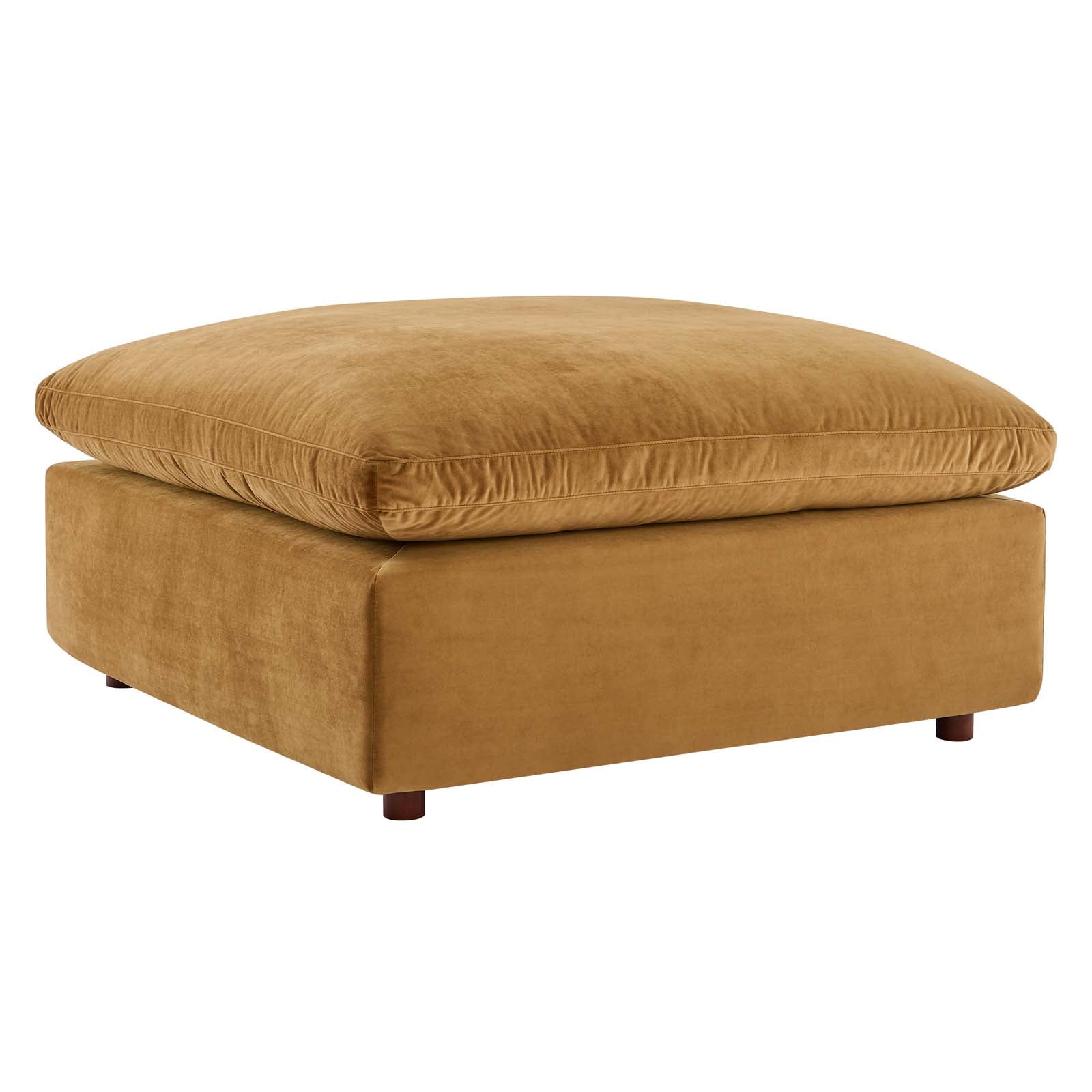 Modway Sectional Sofas - Commix Down Overstuffed Performance Velvet 5 Piece Sectional Sofa Cognac 158"