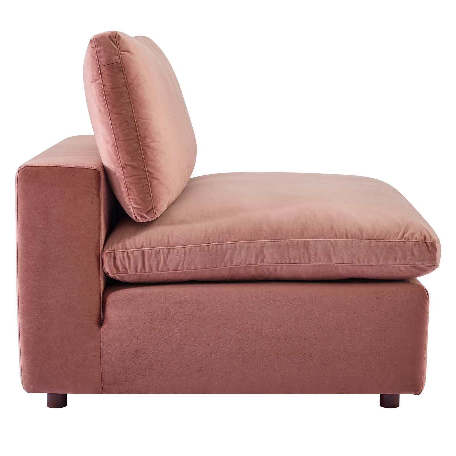 Modway Sectional Sofas - Commix Down Filled Overstuffed 35 " H Performance Velvet 5-Piece Sectional Sofa Dusty Rose