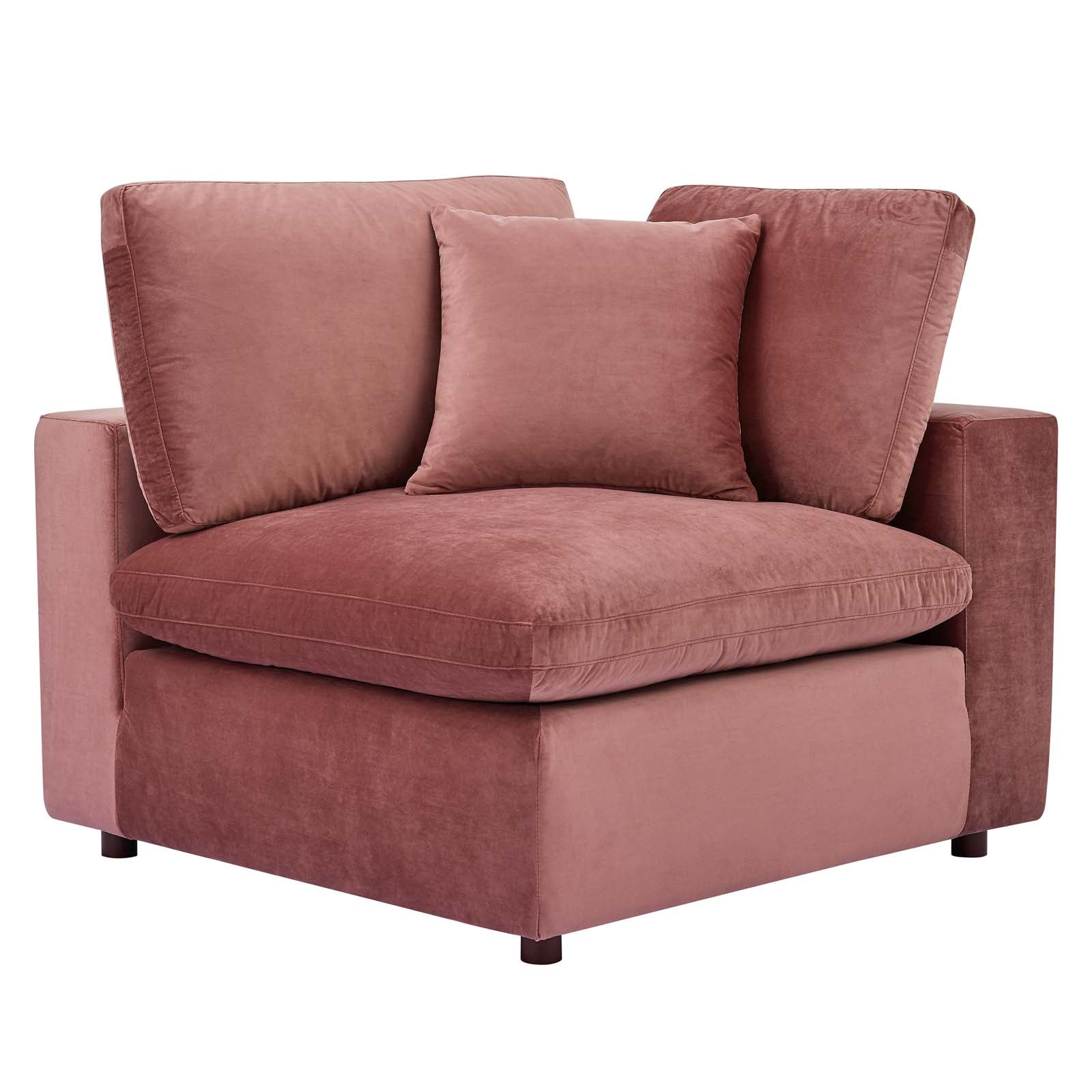 Modway Sectional Sofas - Commix Down Filled Overstuffed 35 " H Performance Velvet 5-Piece Sectional Sofa Dusty Rose