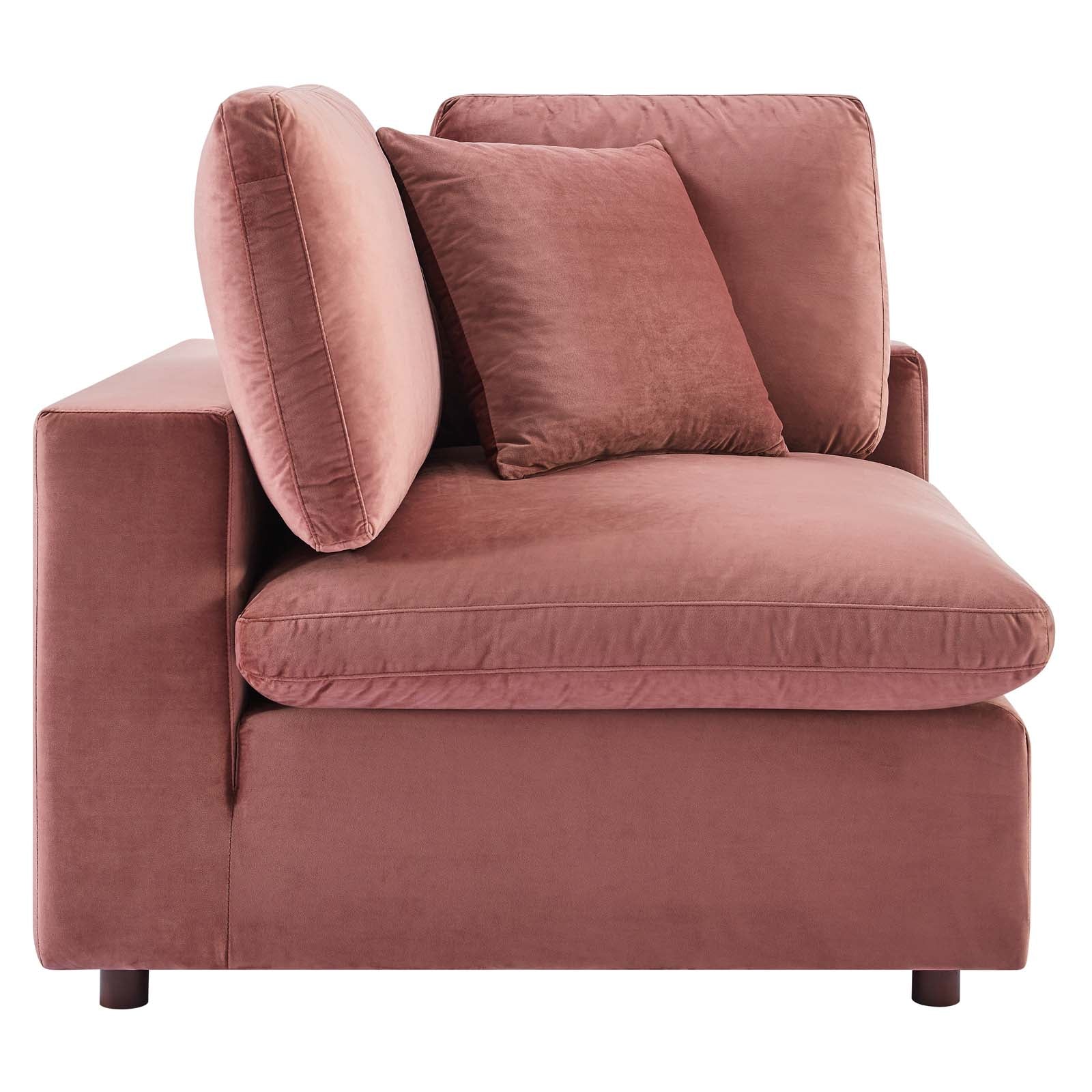 Modway Sectional Sofas - Commix Down Filled Overstuffed 35 " H Performance Velvet 5-Piece Sectional Sofa Dusty Rose