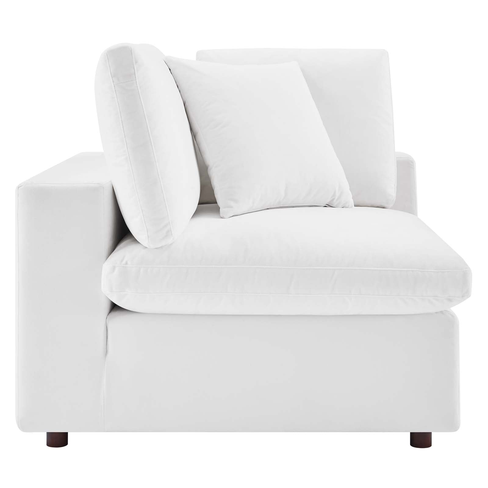 Modway Sectional Sofas - Commix Down Filled Overstuffed Performance 35 " H Velvet 5-Piece Sectional Sofa White