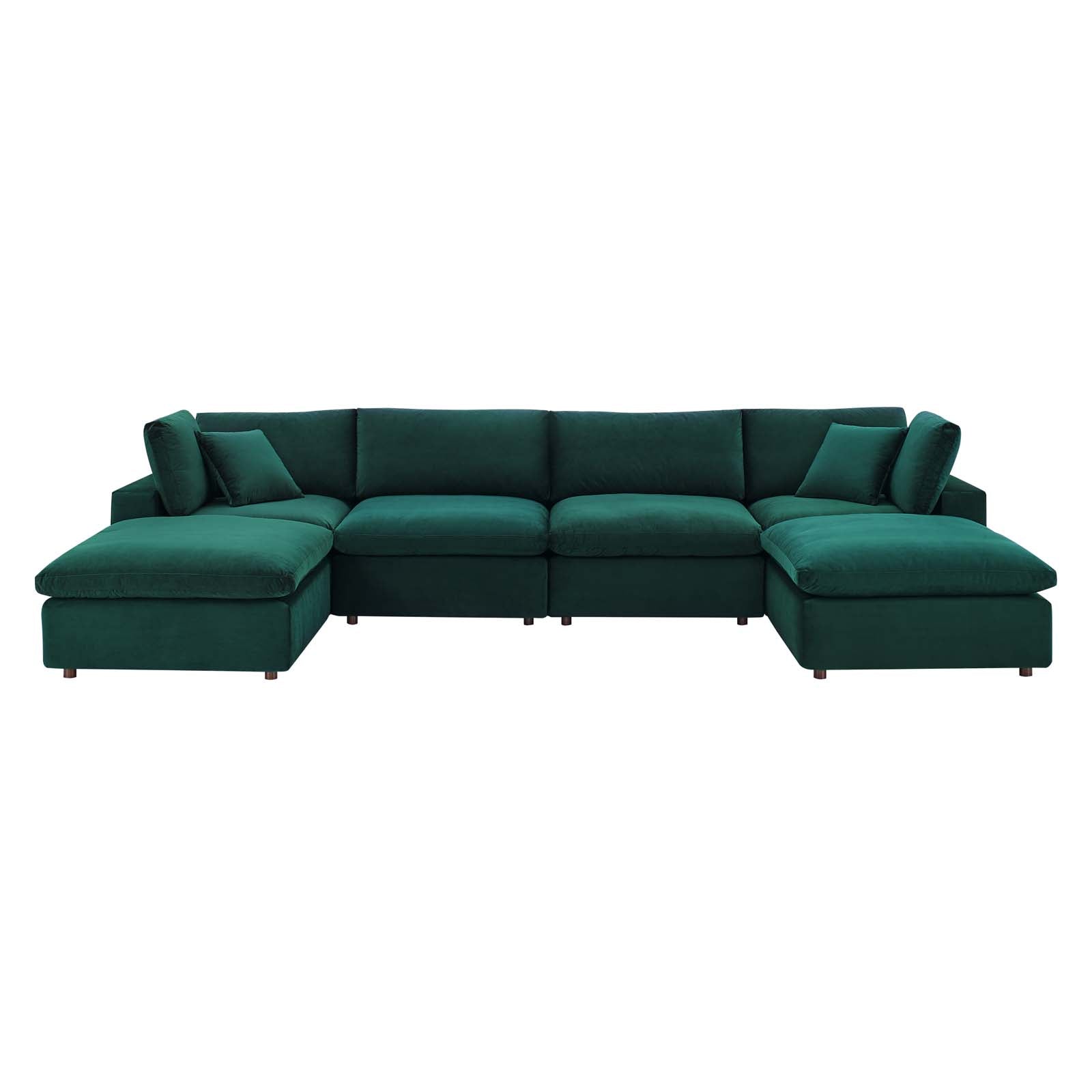 Modway Sectional Sofas - Commix Overstuffed Performance Velvet 6-Piece Sectional Sofa Green