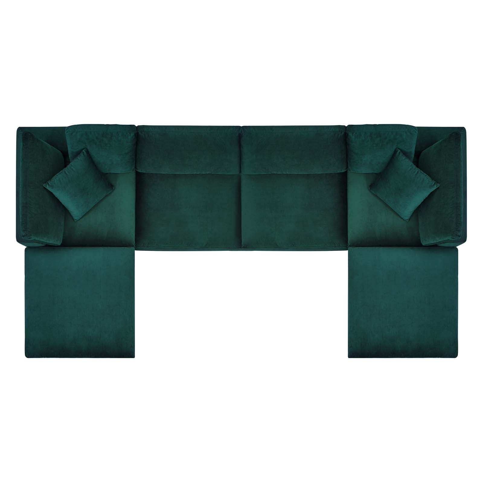 Modway Sectional Sofas - Commix Overstuffed Performance Velvet 6-Piece Sectional Sofa Green