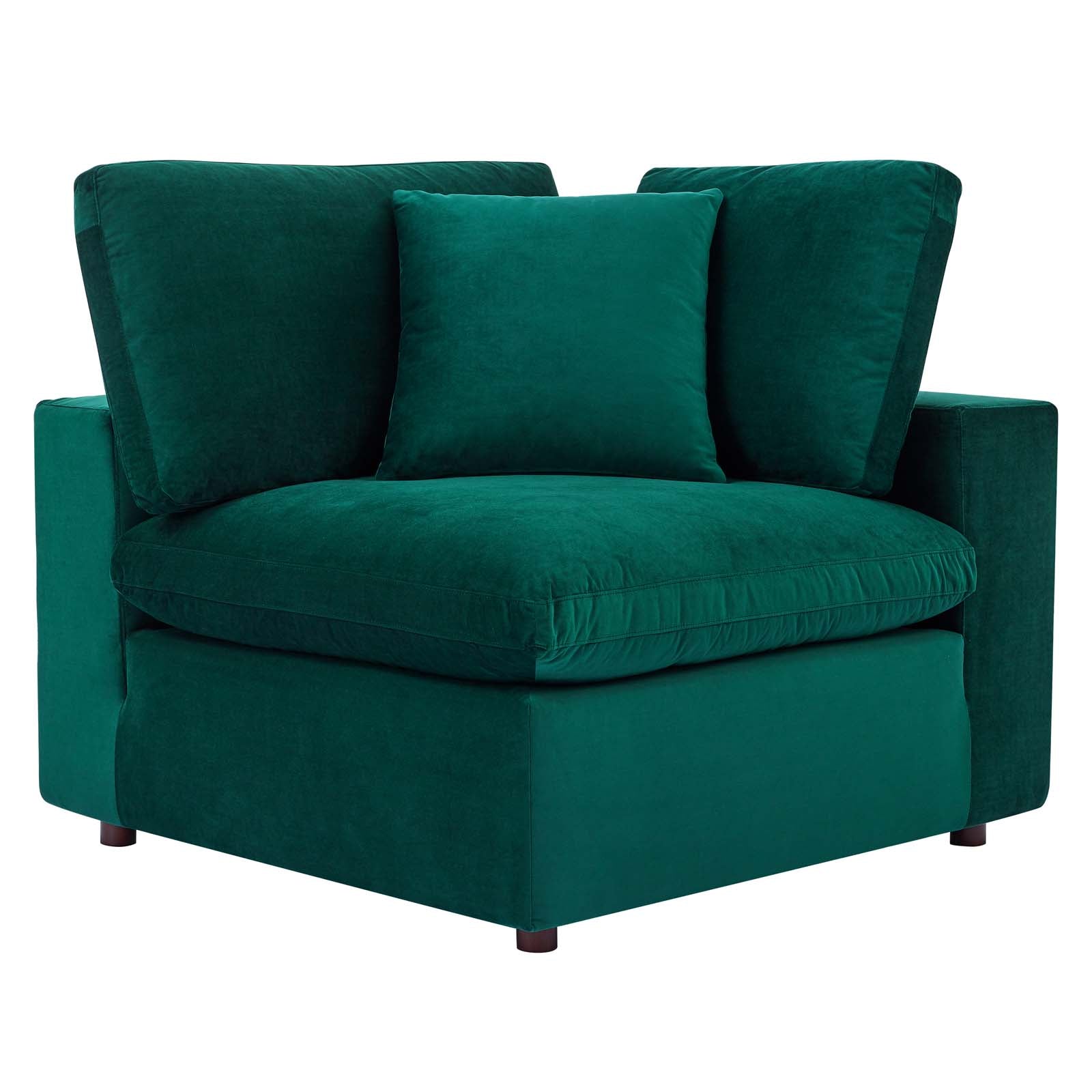 Modway Sectional Sofas - Commix Overstuffed Performance Velvet 6-Piece Sectional Sofa Green