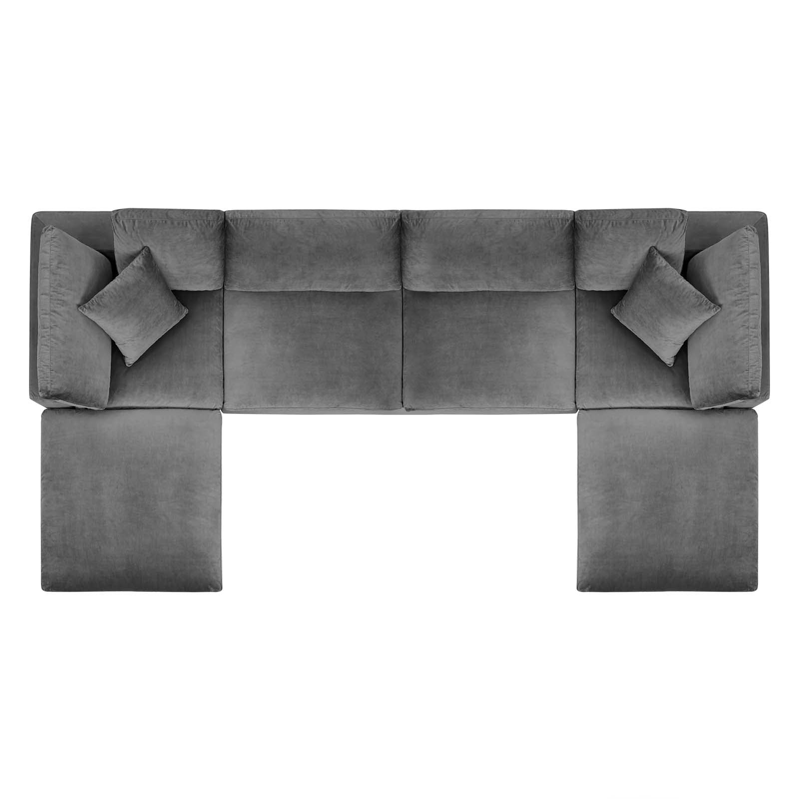 Modway Sectional Sofas - Commix Down Filled Overstuffed Performance Velvet 35" H 6-Piece Sectional Sofa Gray