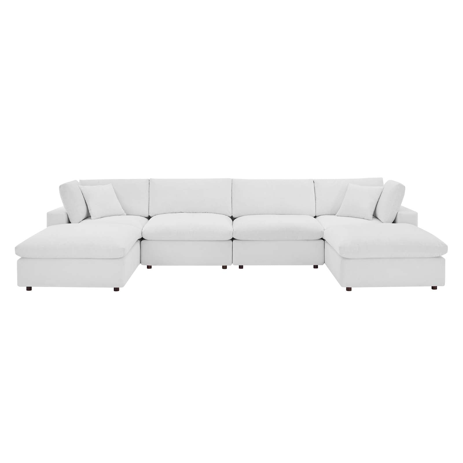 Modway Sectional Sofas - Commix Down Filled Overstuffed Performance Velvet 35 " H 6-Piece Sectional Sofa White